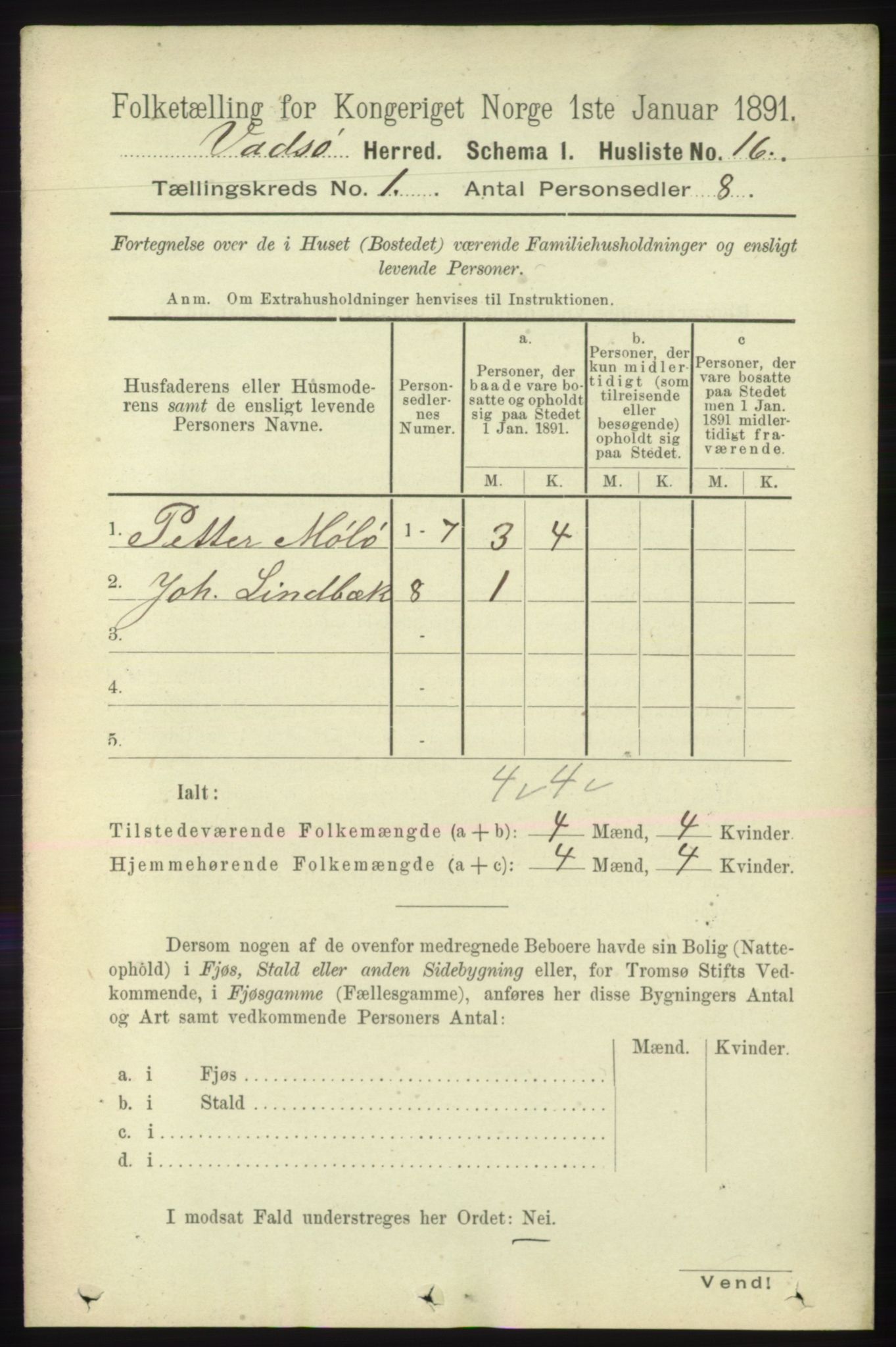 RA, 1891 census for 2029 Vadsø, 1891, p. 29