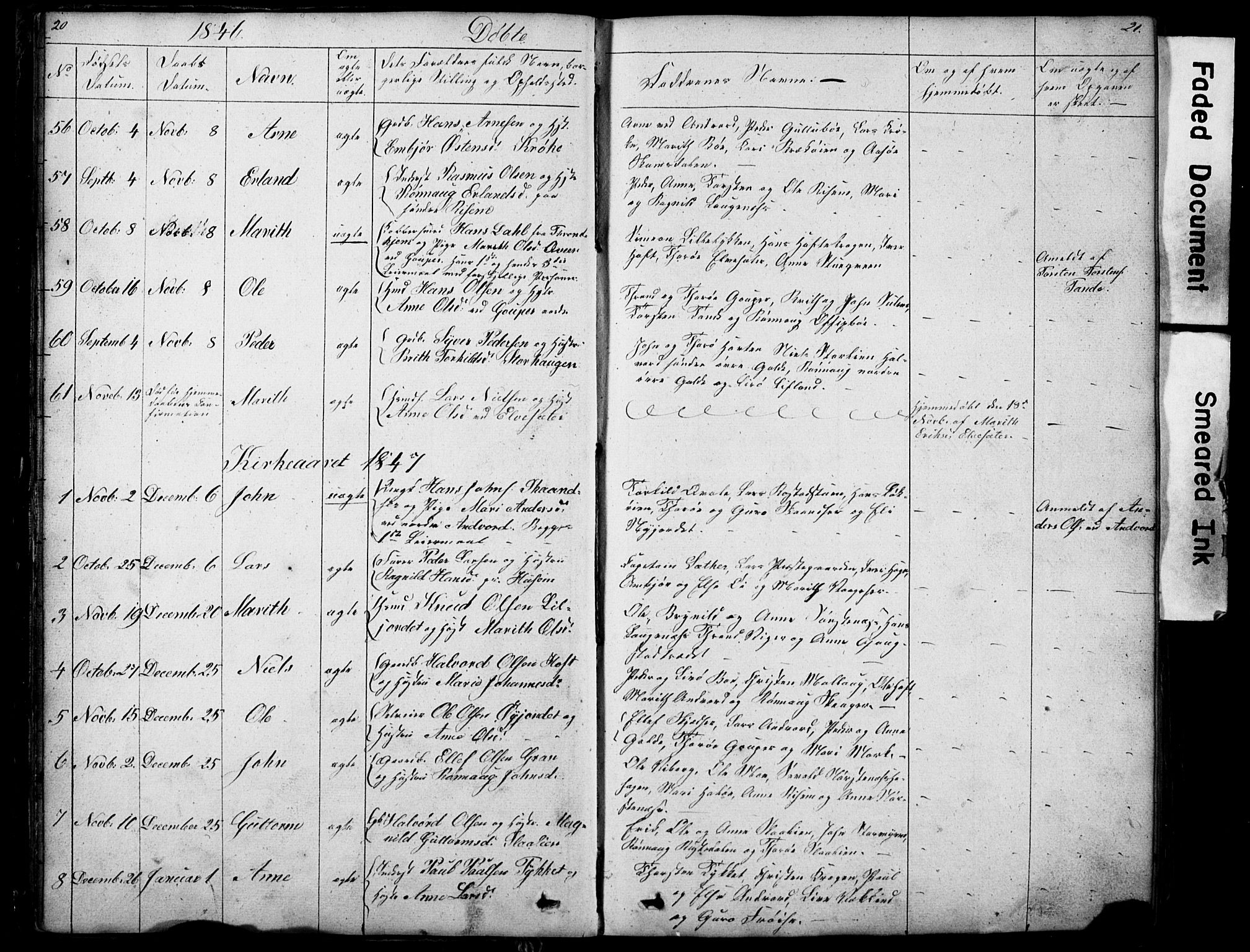 Lom prestekontor, SAH/PREST-070/L/L0012: Parish register (copy) no. 12, 1845-1873, p. 20-21