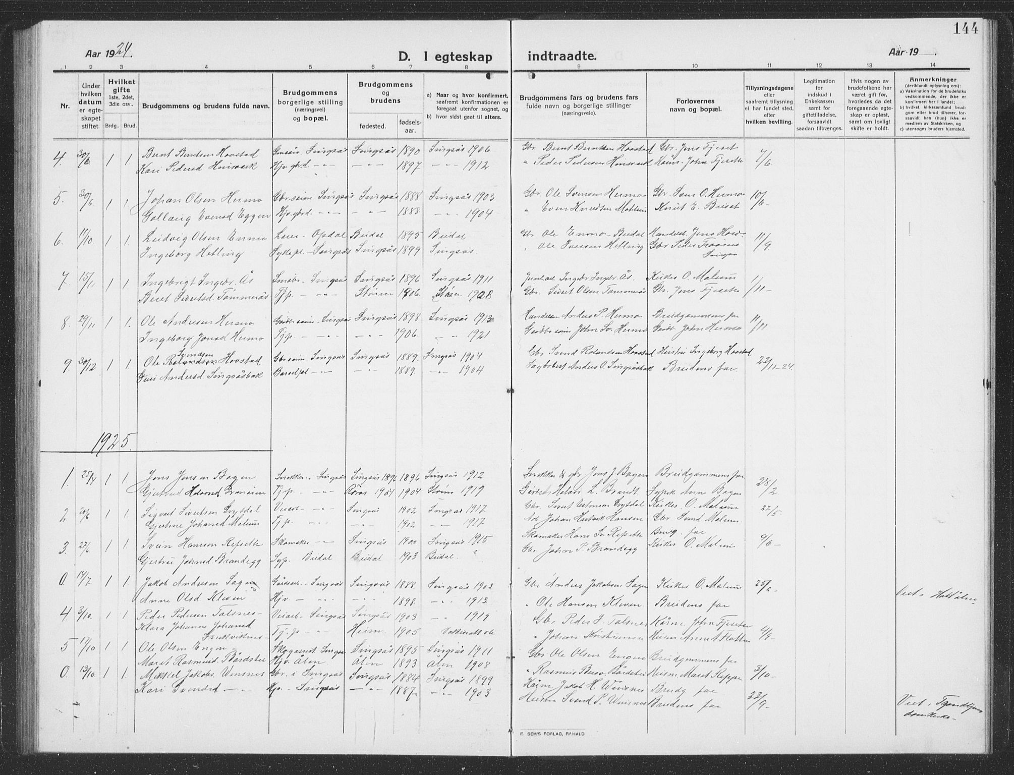 Ministerialprotokoller, klokkerbøker og fødselsregistre - Sør-Trøndelag, SAT/A-1456/688/L1030: Parish register (copy) no. 688C05, 1916-1939, p. 144