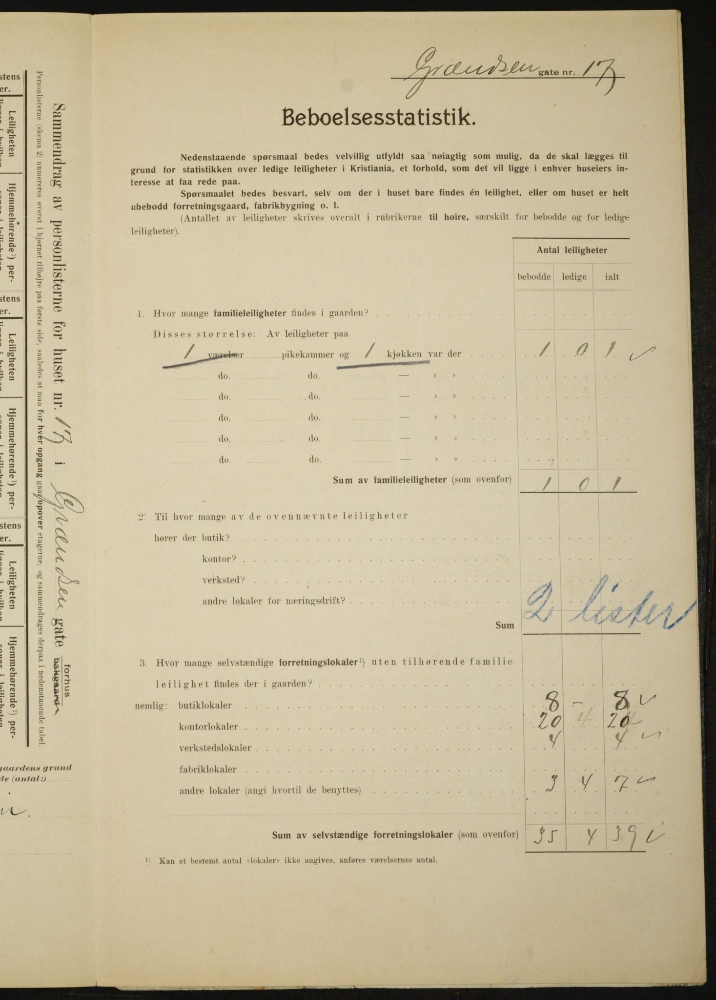 OBA, Municipal Census 1910 for Kristiania, 1910, p. 28366