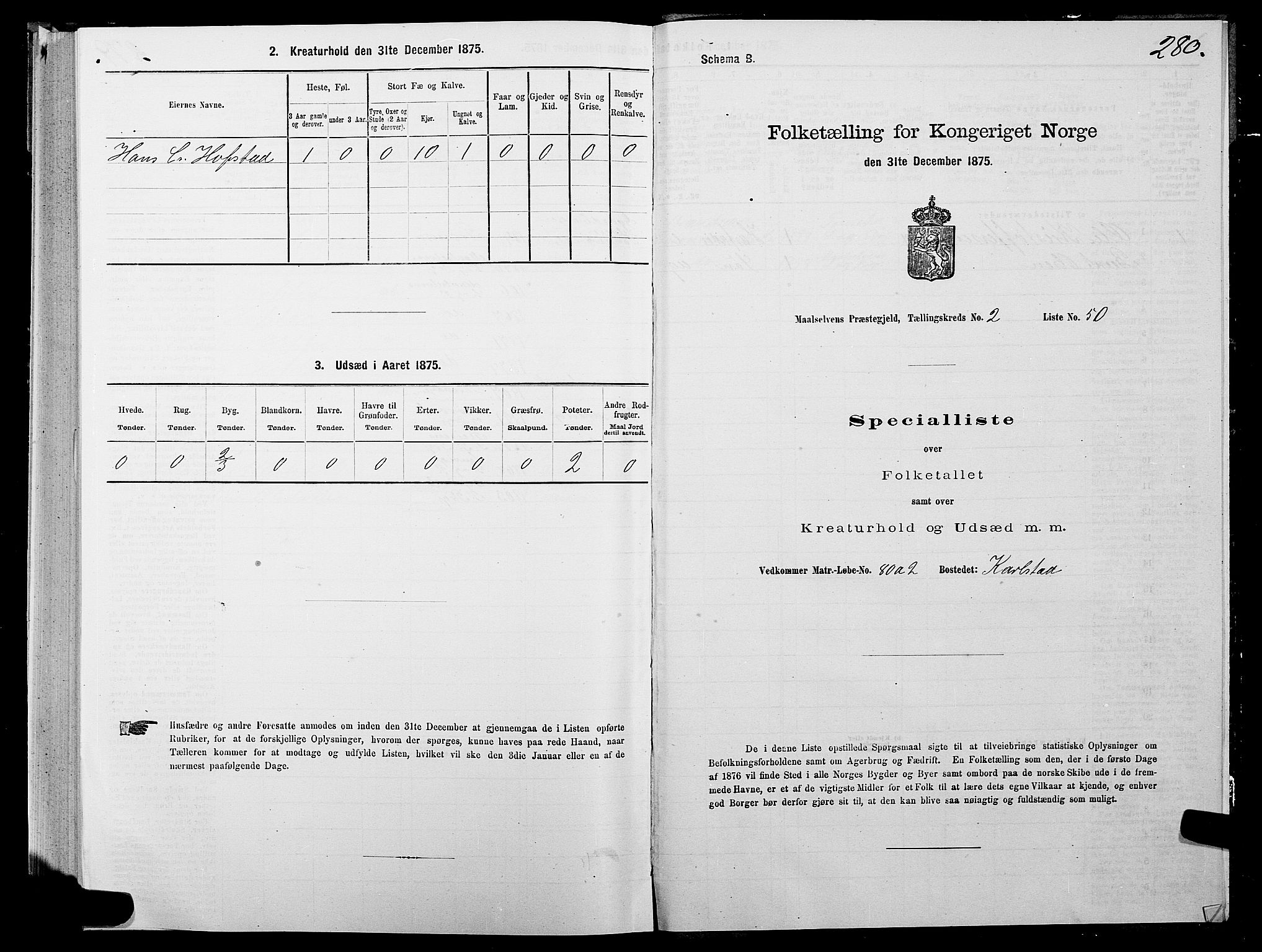 SATØ, 1875 census for 1924P Målselv, 1875, p. 1280