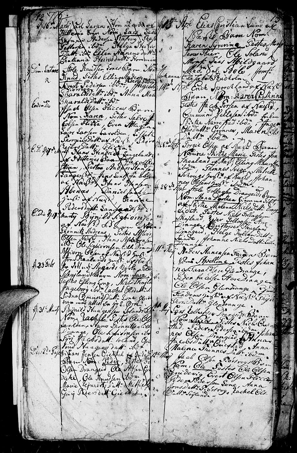 Flekkefjord sokneprestkontor, SAK/1111-0012/F/Fa/Fac/L0001: Parish register (official) no. A 1, 1773-1806, p. 12-13
