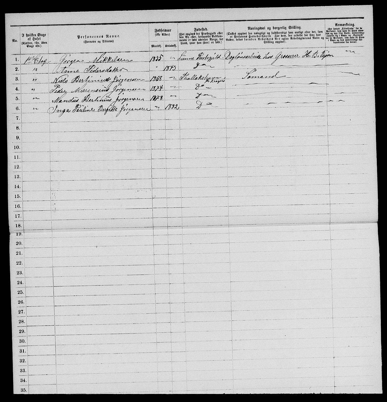 SAKO, 1885 census for 0801 Kragerø, 1885, p. 379