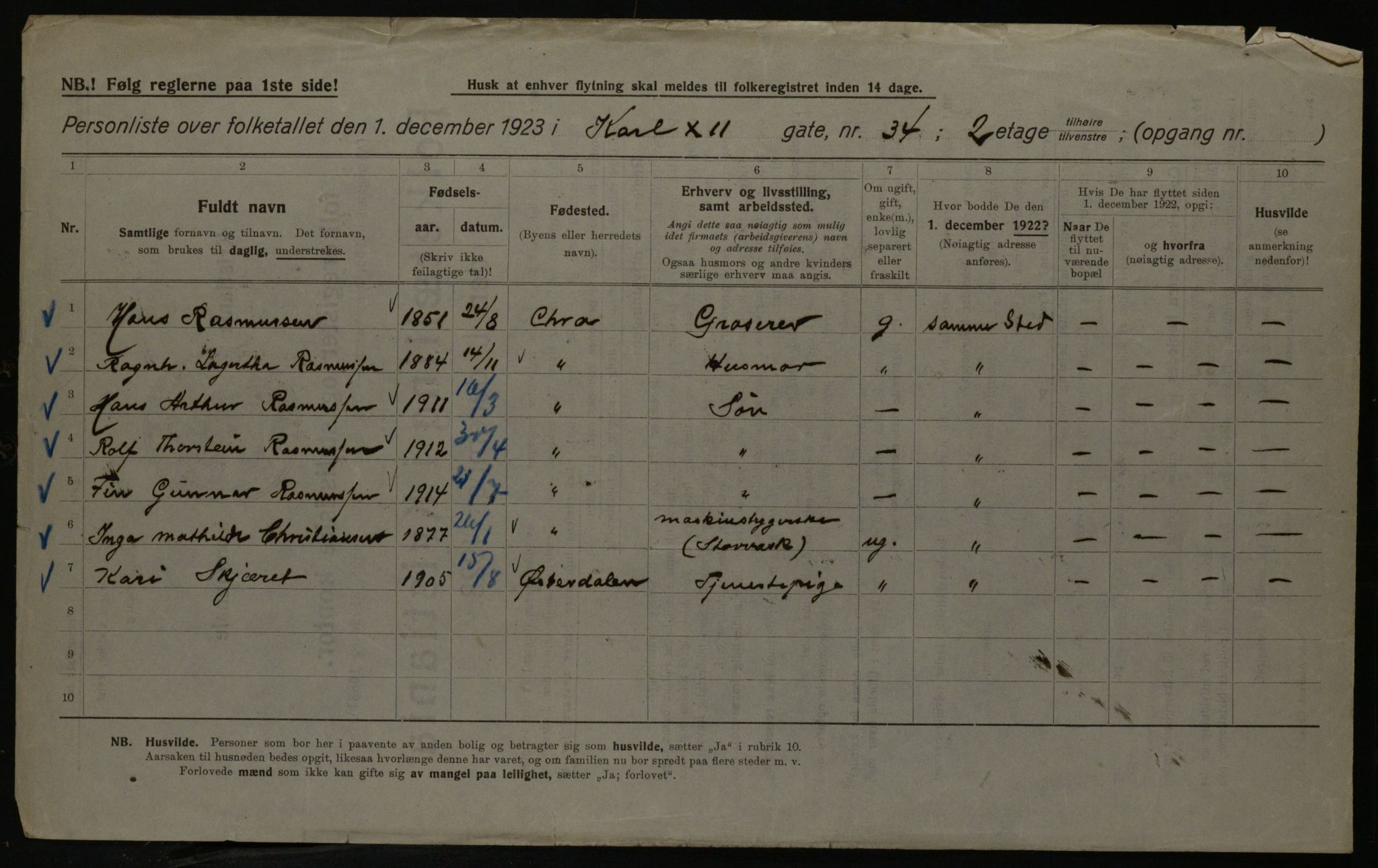 OBA, Municipal Census 1923 for Kristiania, 1923, p. 54337