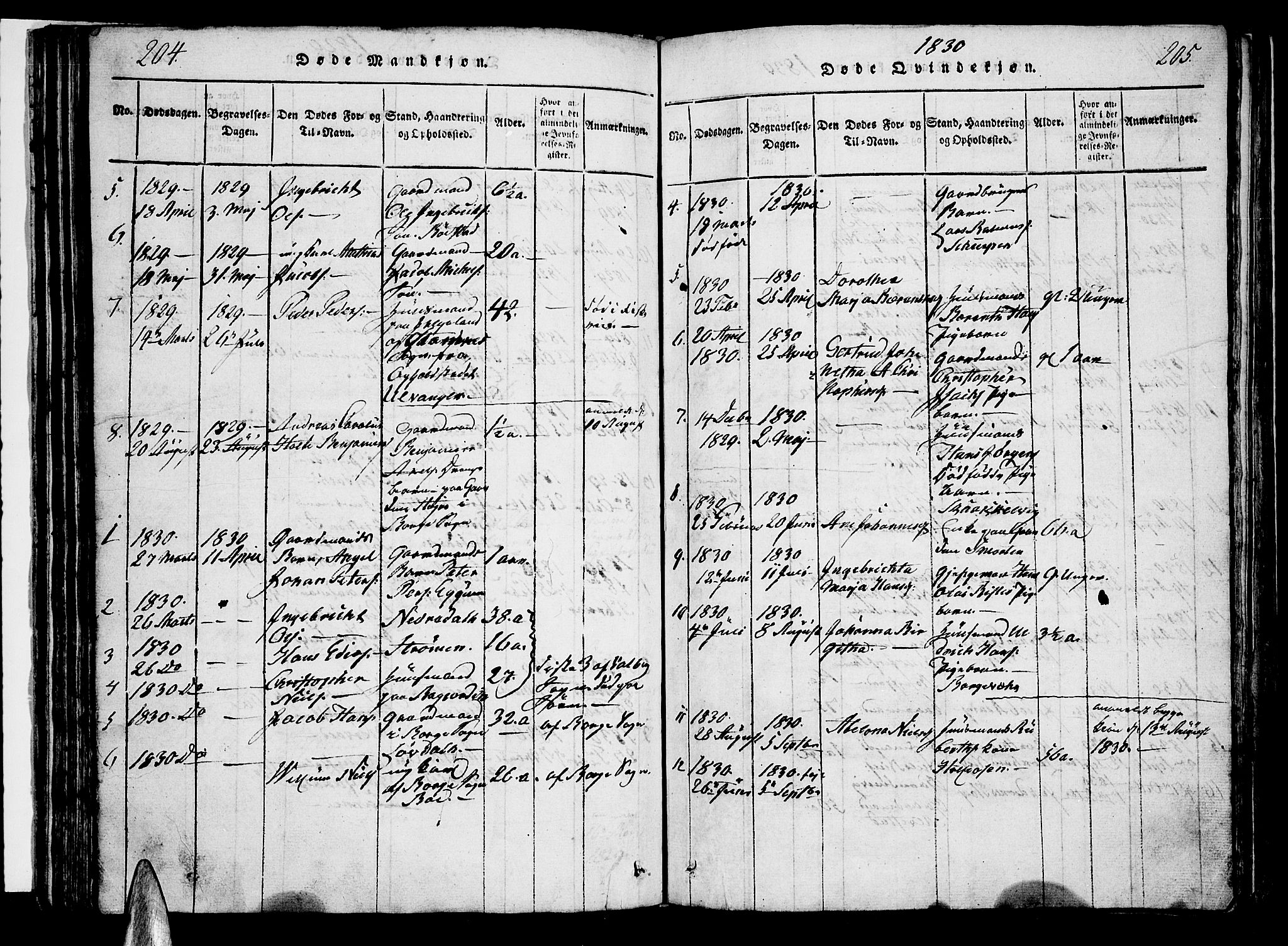 Ministerialprotokoller, klokkerbøker og fødselsregistre - Nordland, SAT/A-1459/880/L1130: Parish register (official) no. 880A04, 1821-1843, p. 204-205