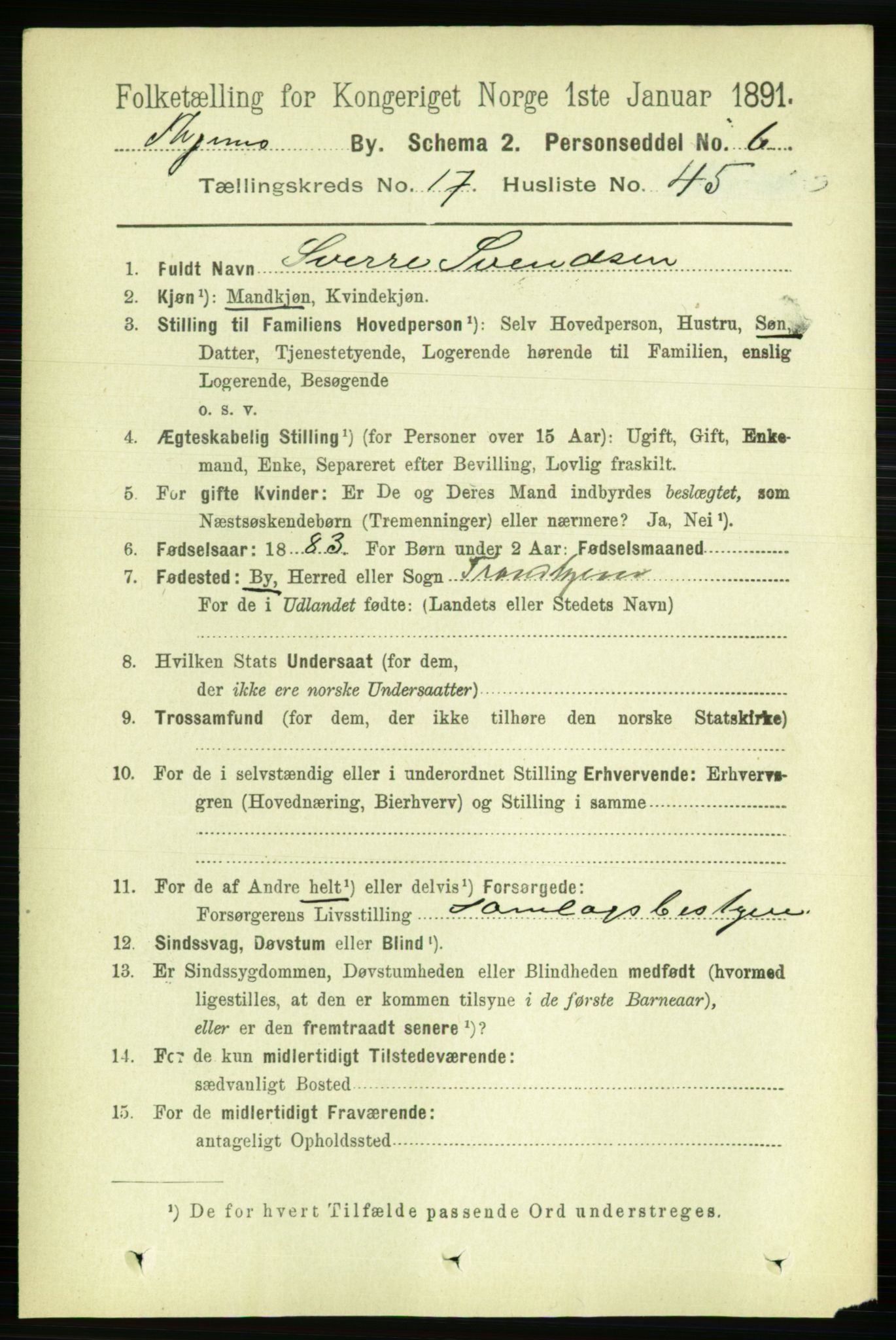 RA, 1891 census for 1601 Trondheim, 1891, p. 13721