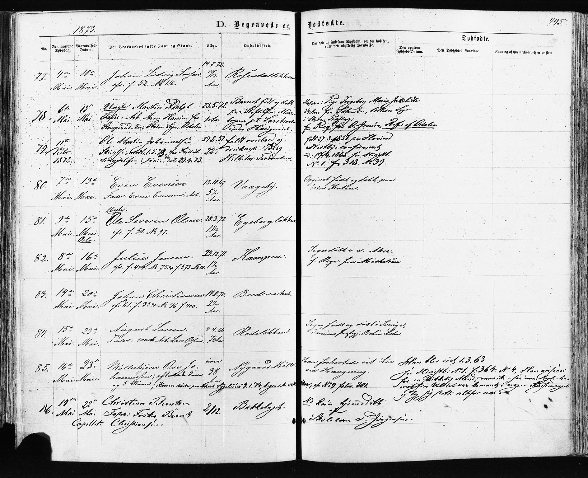 Østre Aker prestekontor Kirkebøker, AV/SAO-A-10840/F/Fa/L0003: Parish register (official) no. I 3, 1869-1875, p. 495