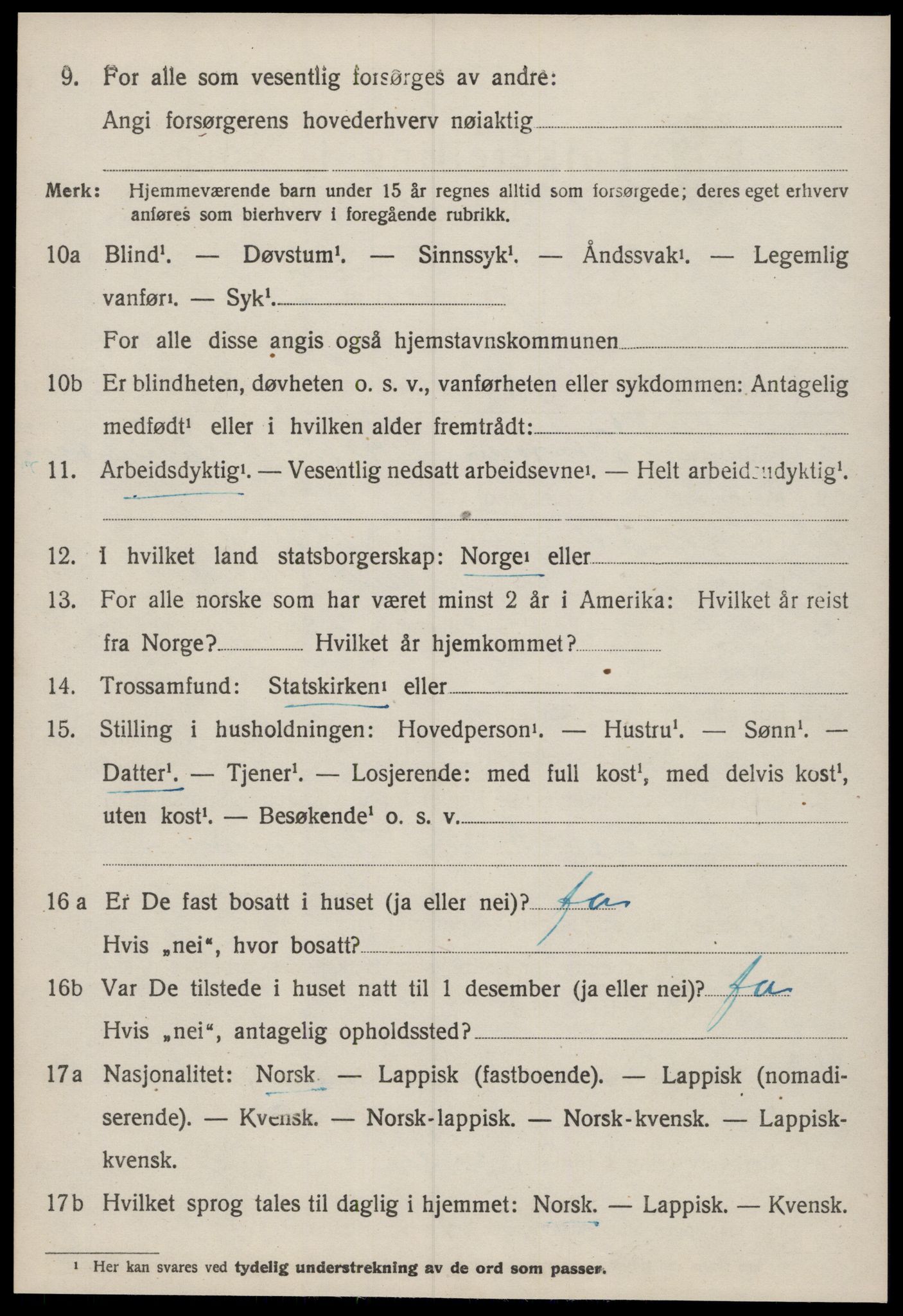 SAT, 1920 census for Å, 1920, p. 2209