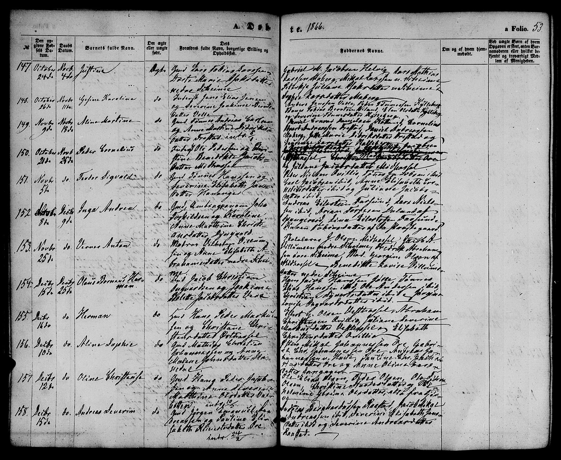 Lista sokneprestkontor, AV/SAK-1111-0027/F/Fb/L0003: Parish register (copy) no. B 3, 1862-1877, p. 53