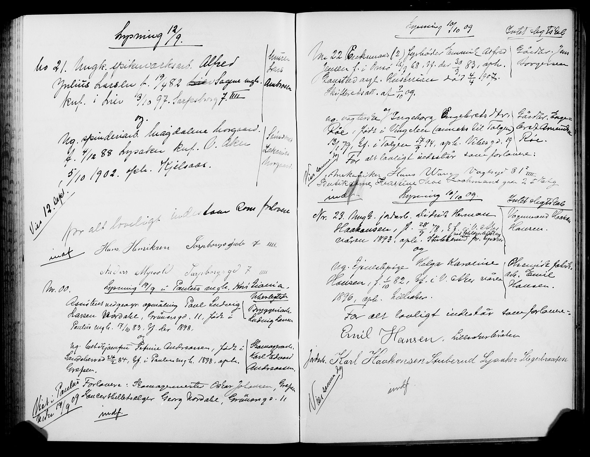 Vestre Aker prestekontor Kirkebøker, AV/SAO-A-10025/H/Ha/L0003: Banns register no. 3, 1898-1912
