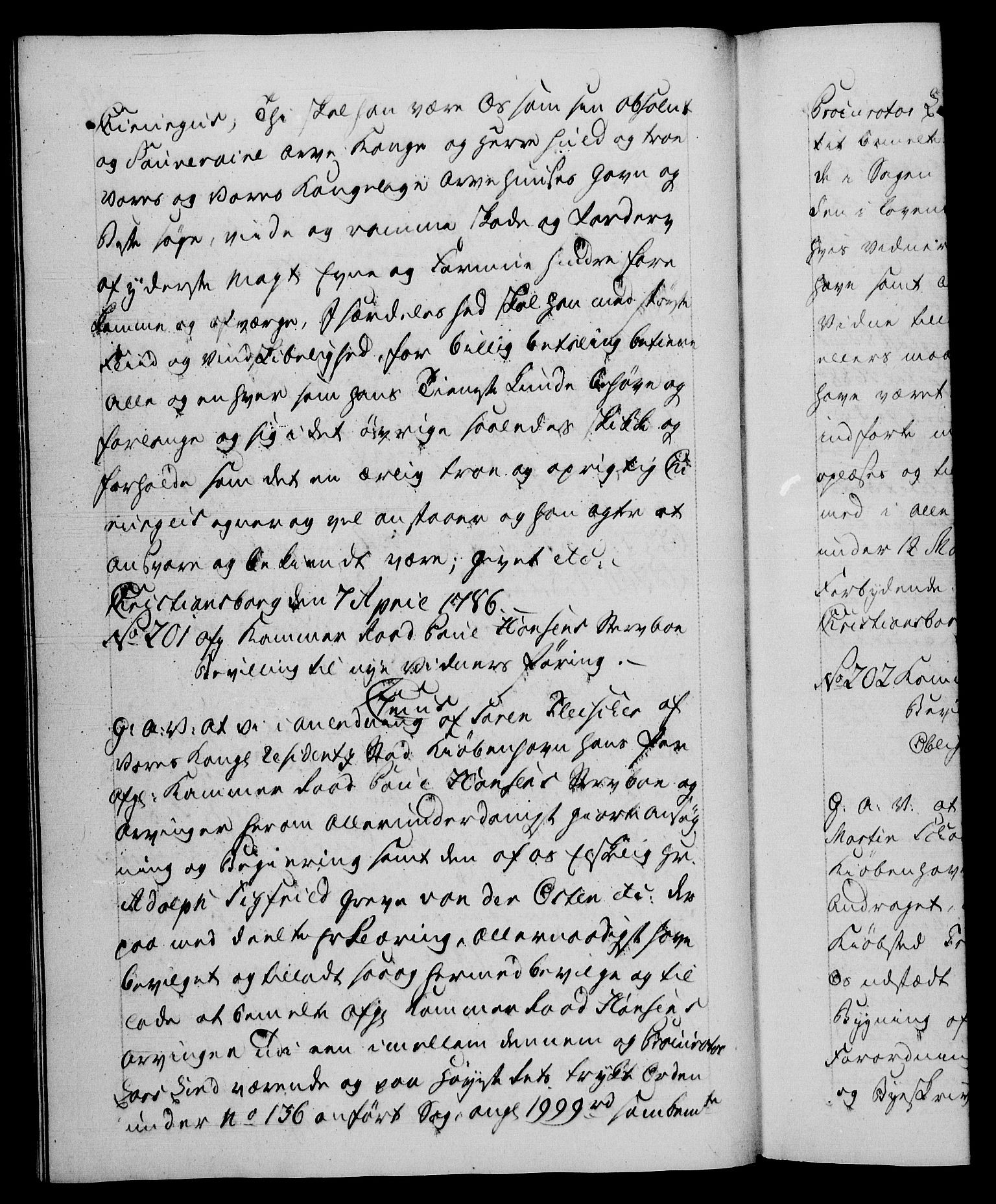 Danske Kanselli 1572-1799, RA/EA-3023/F/Fc/Fca/Fcaa/L0051: Norske registre, 1786-1787, p. 99b