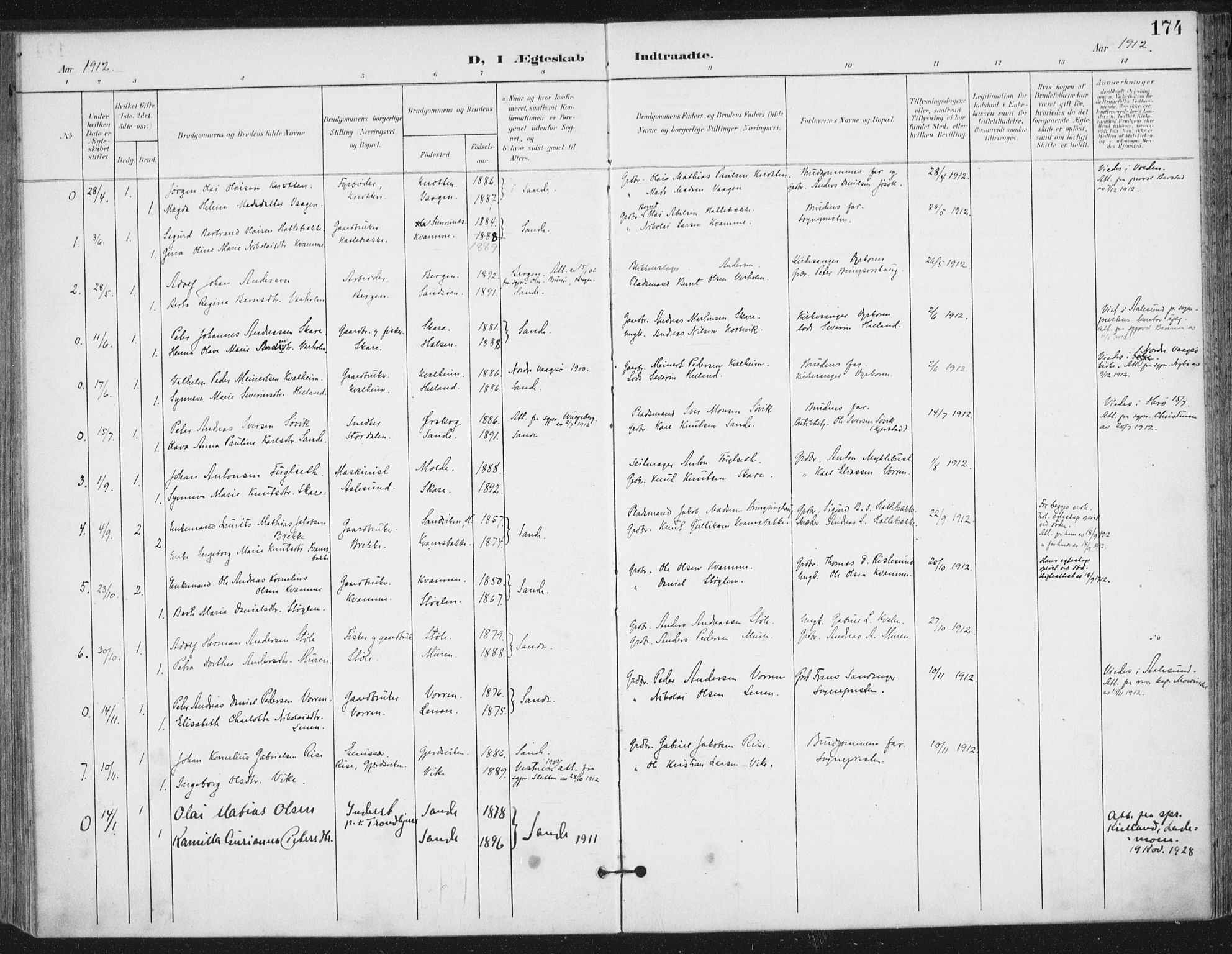 Ministerialprotokoller, klokkerbøker og fødselsregistre - Møre og Romsdal, AV/SAT-A-1454/503/L0038: Parish register (official) no. 503A06, 1901-1917, p. 174