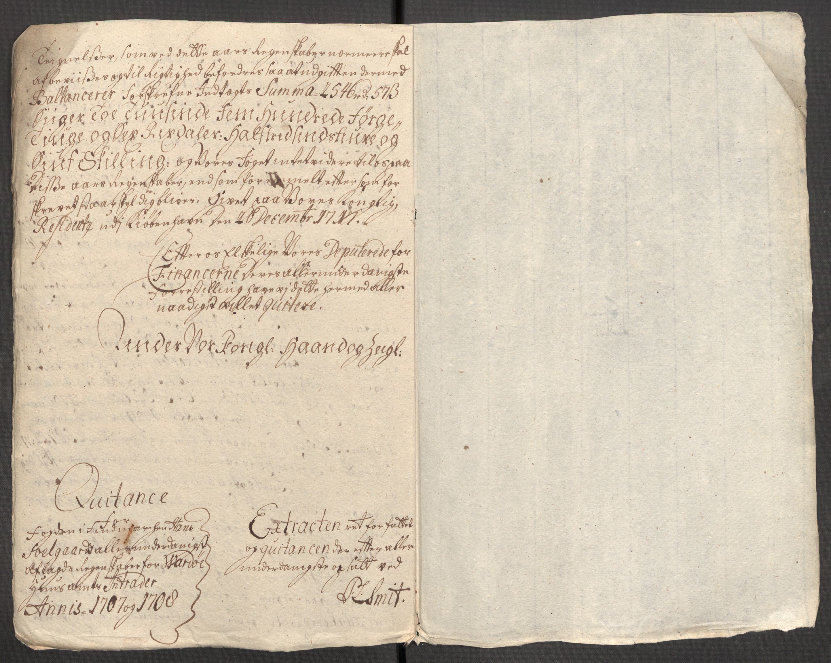 Rentekammeret inntil 1814, Reviderte regnskaper, Fogderegnskap, AV/RA-EA-4092/R69/L4854: Fogderegnskap Finnmark/Vardøhus, 1707-1708, p. 276