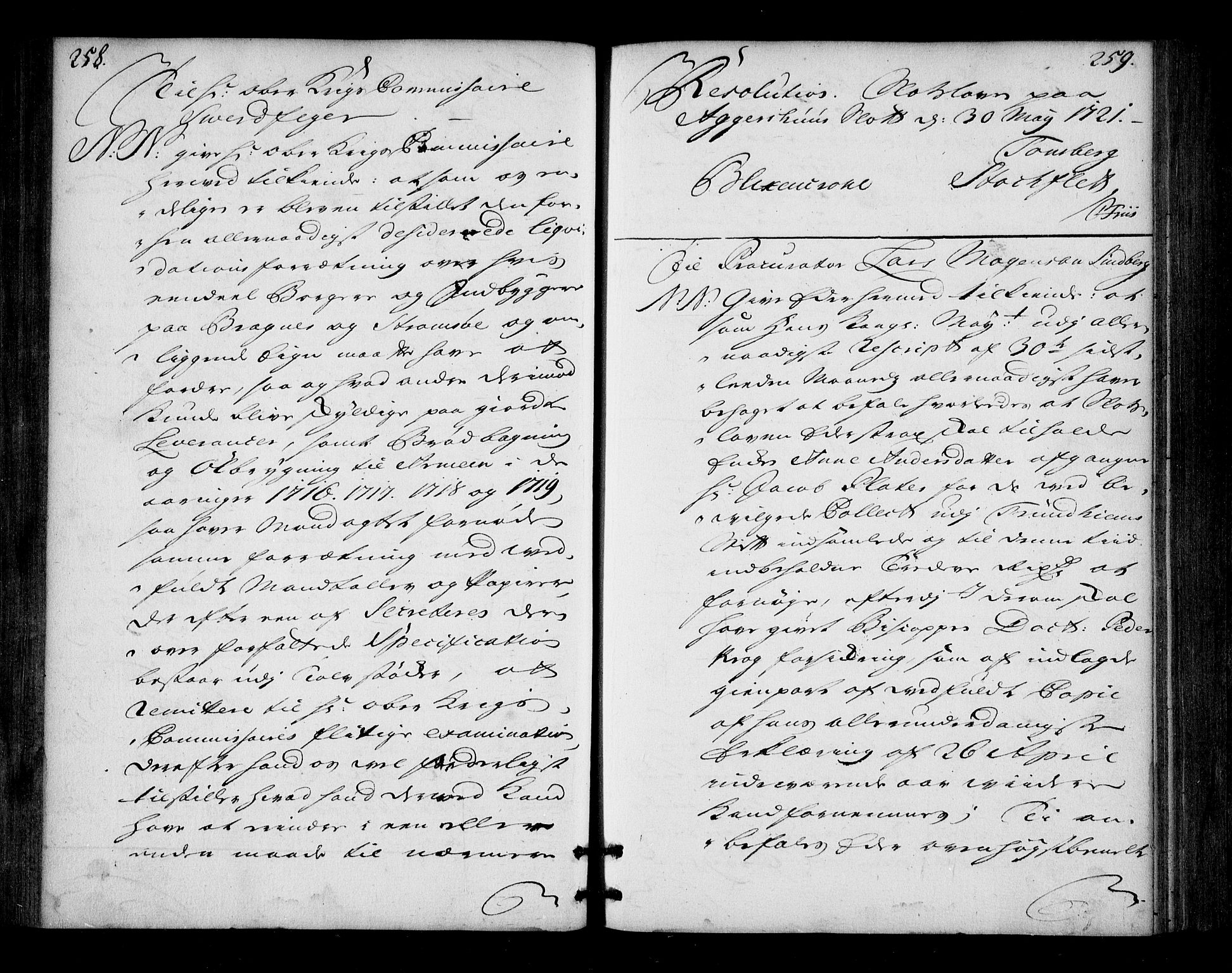 Stattholderembetet 1572-1771, AV/RA-EA-2870/Bd/L0013: Ordreprotokoll, 1720-1722, p. 258-259