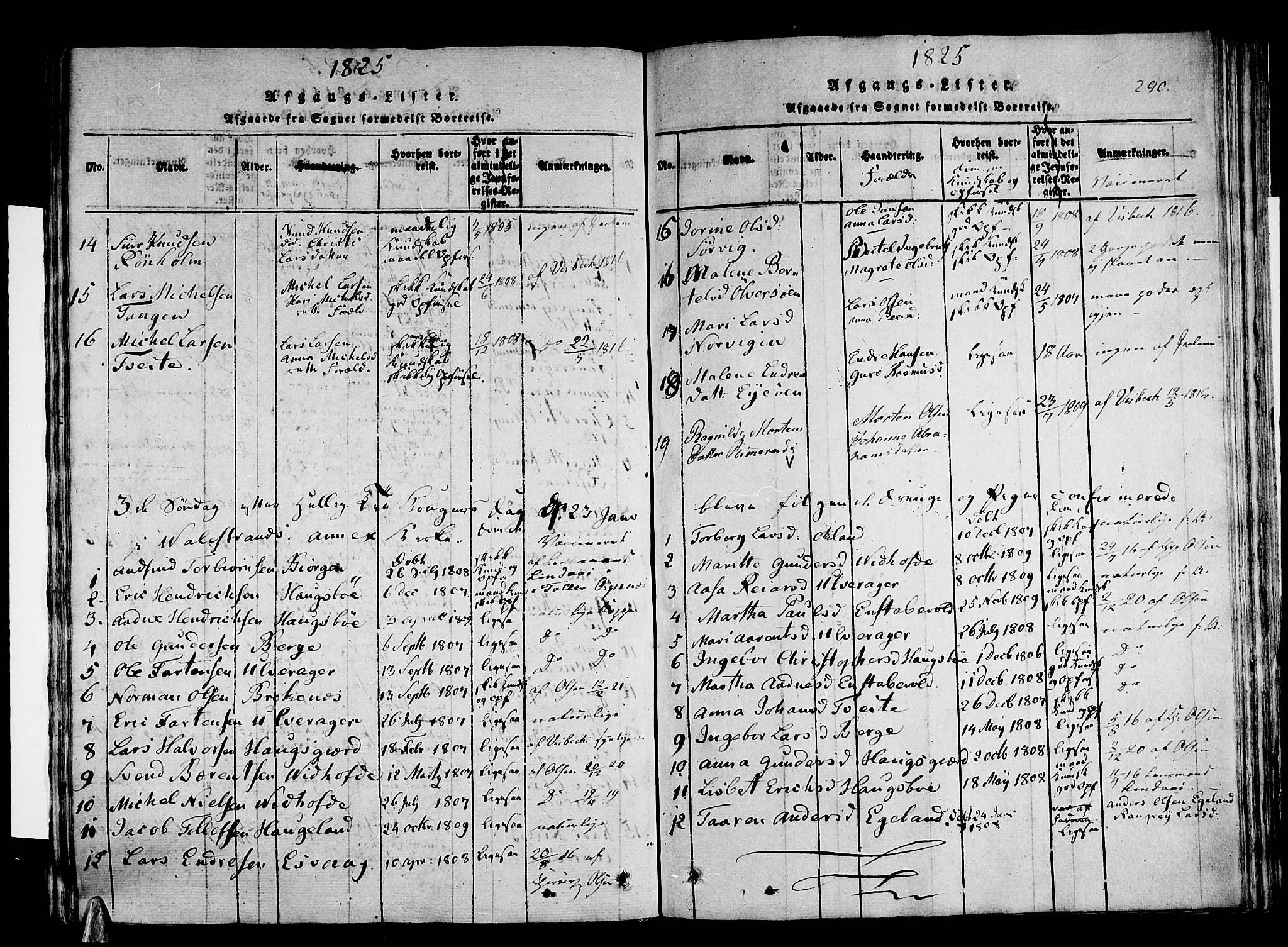 Stord sokneprestembete, AV/SAB-A-78201/H/Haa: Parish register (official) no. A 5, 1816-1825, p. 290