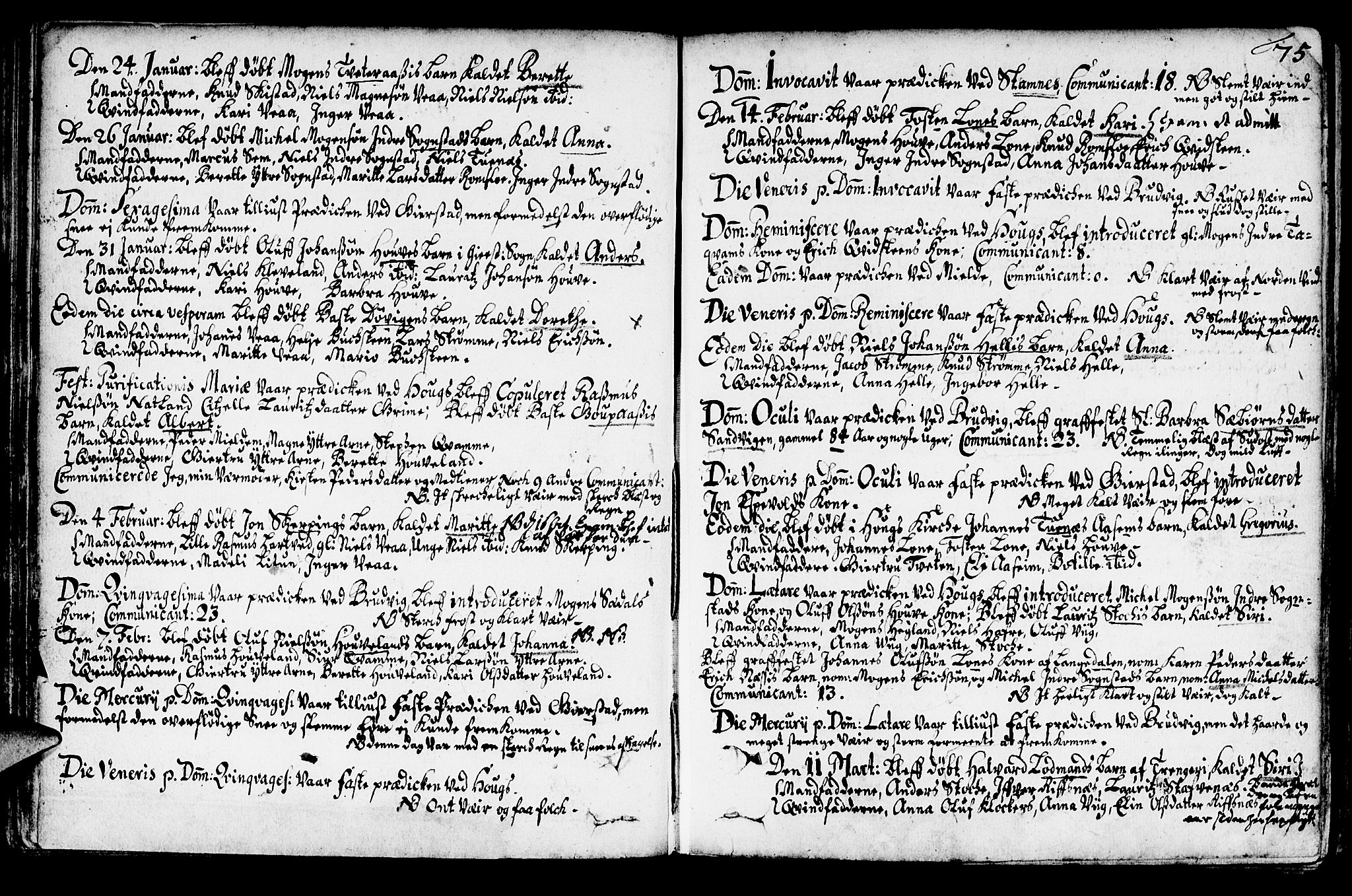 Haus sokneprestembete, AV/SAB-A-75601/H/Haa: Parish register (official) no. A 1, 1691-1712, p. 75
