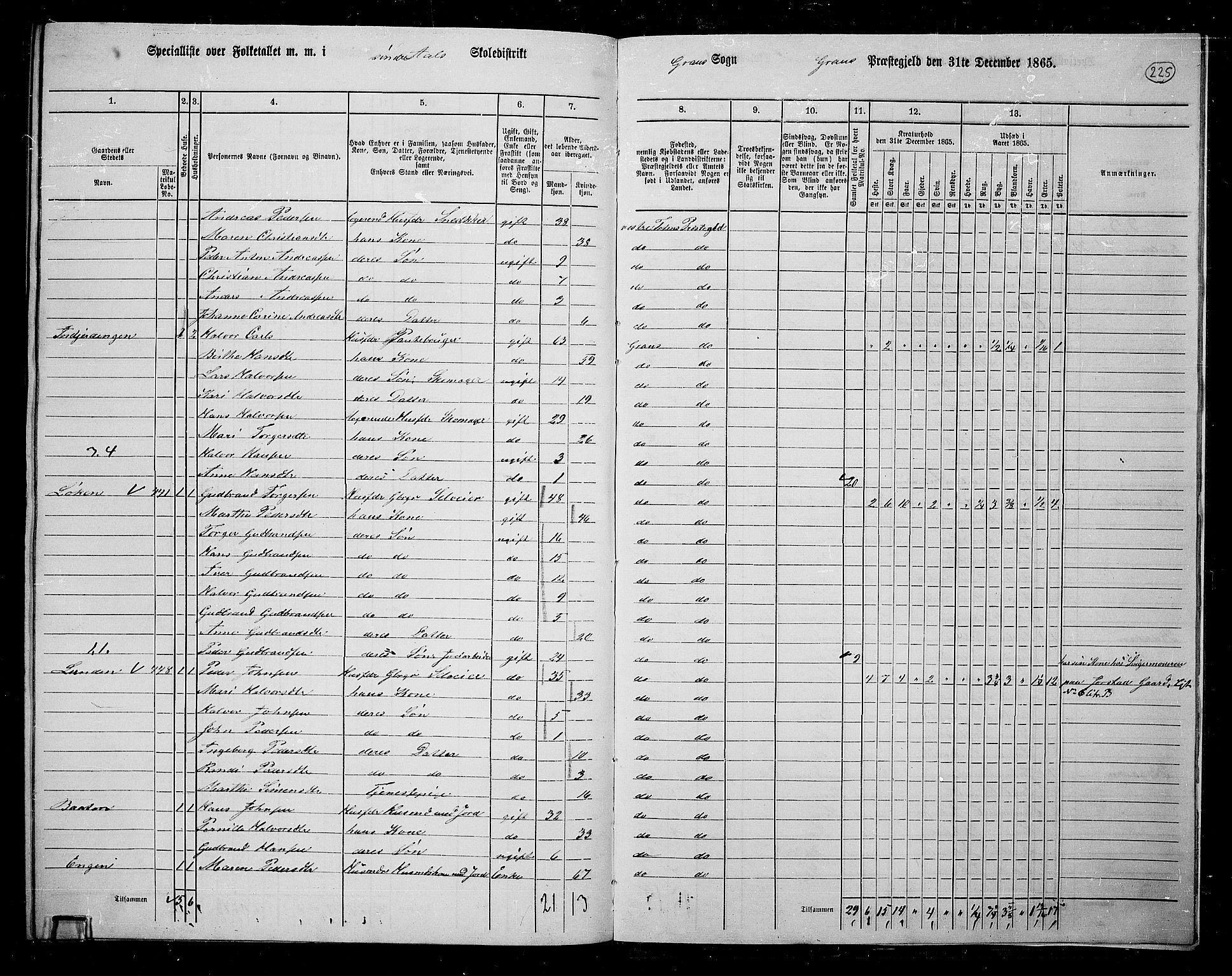 RA, 1865 census for Gran, 1865, p. 399