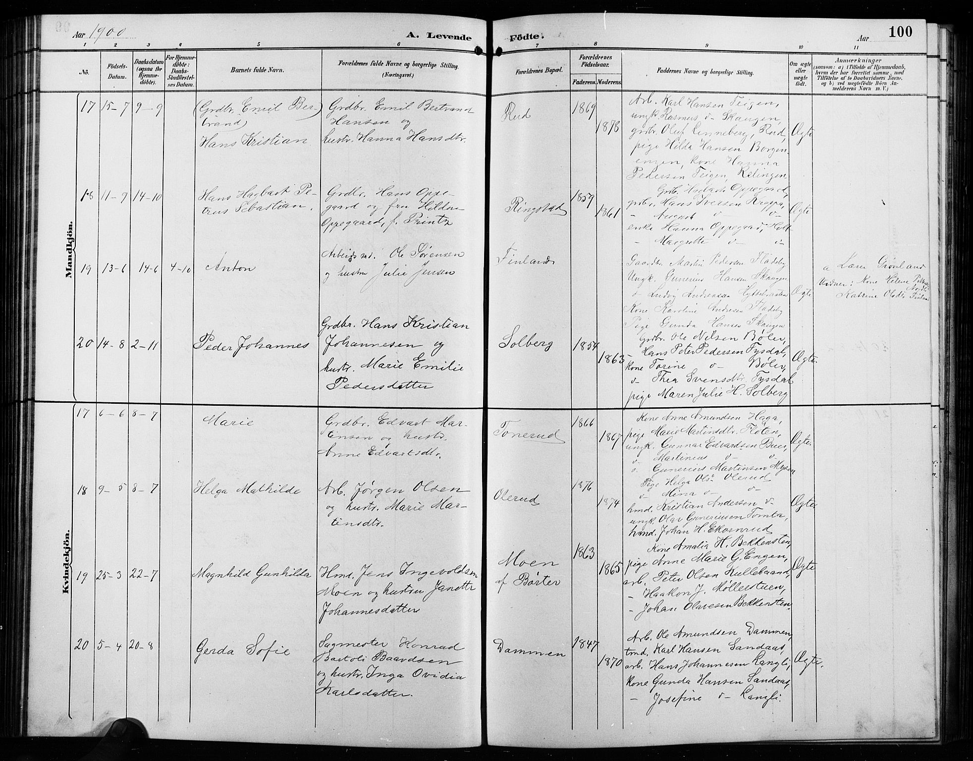 Enebakk prestekontor Kirkebøker, SAO/A-10171c/G/Ga/L0006: Parish register (copy) no. I 6, 1889-1911, p. 100