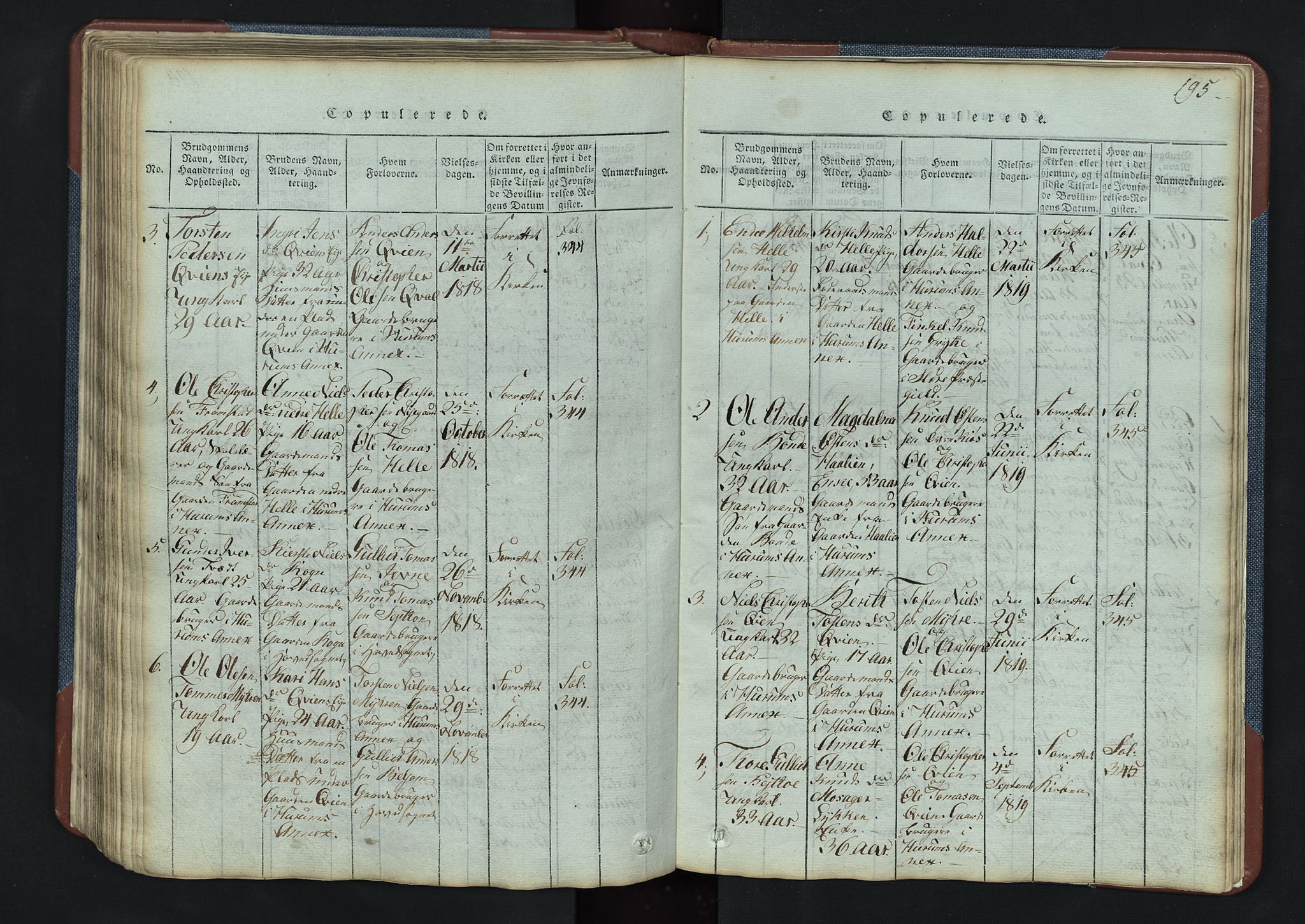 Vang prestekontor, Valdres, SAH/PREST-140/H/Hb/L0003: Parish register (copy) no. 3, 1814-1892, p. 195