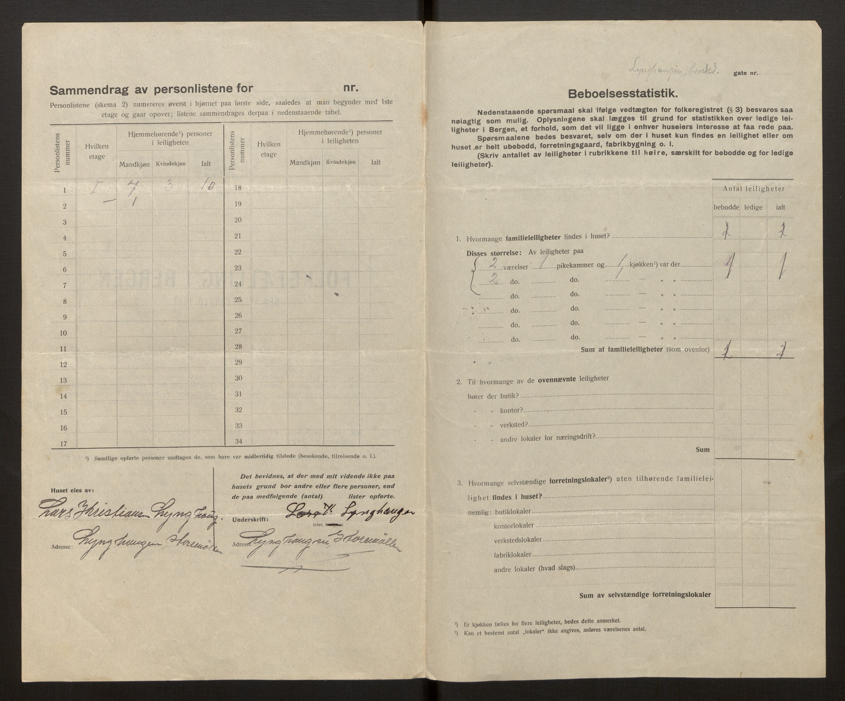 SAB, Municipal Census 1917 for Bergen, 1917, p. 22247