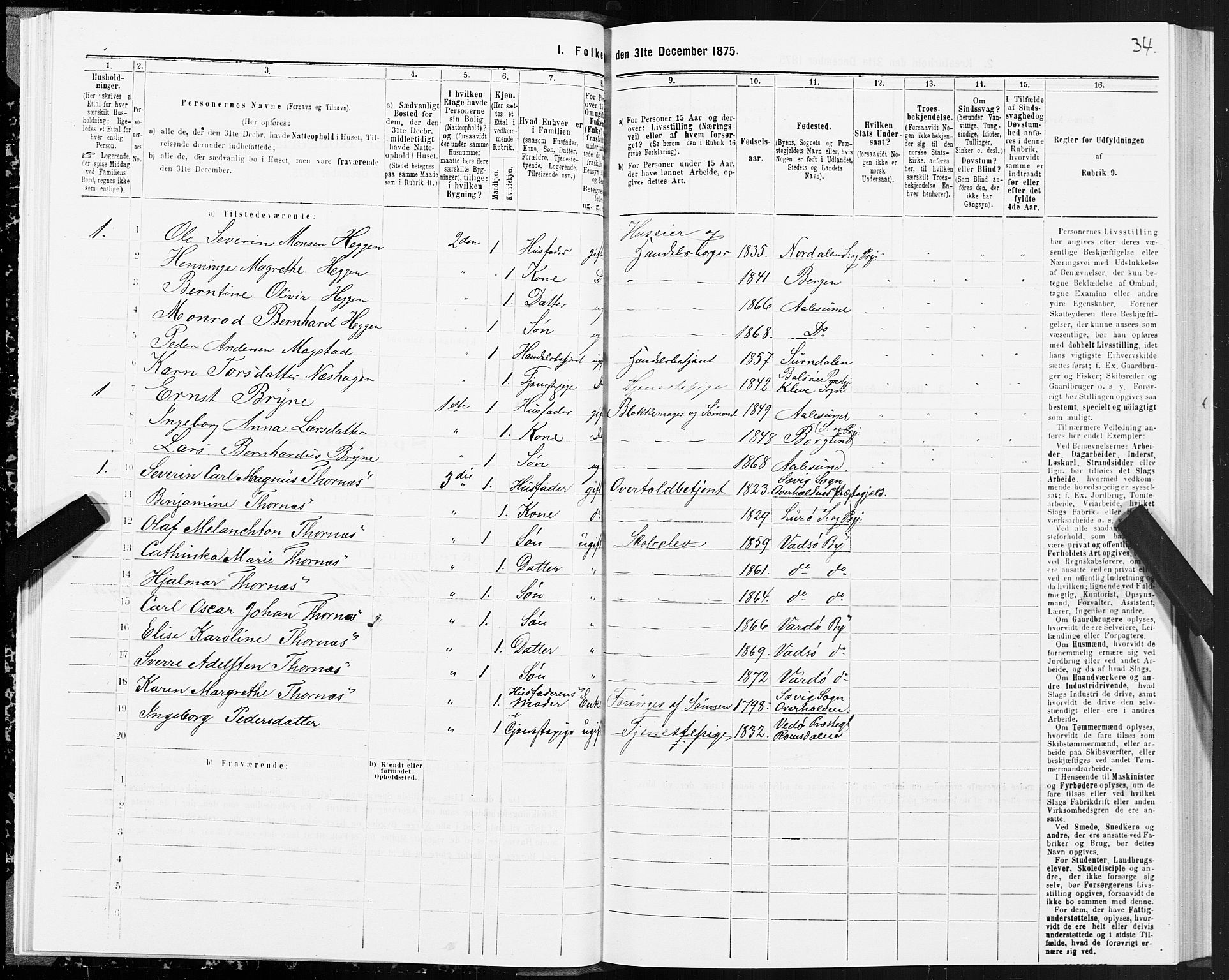 SAT, 1875 census for 1501P Ålesund, 1875, p. 2034