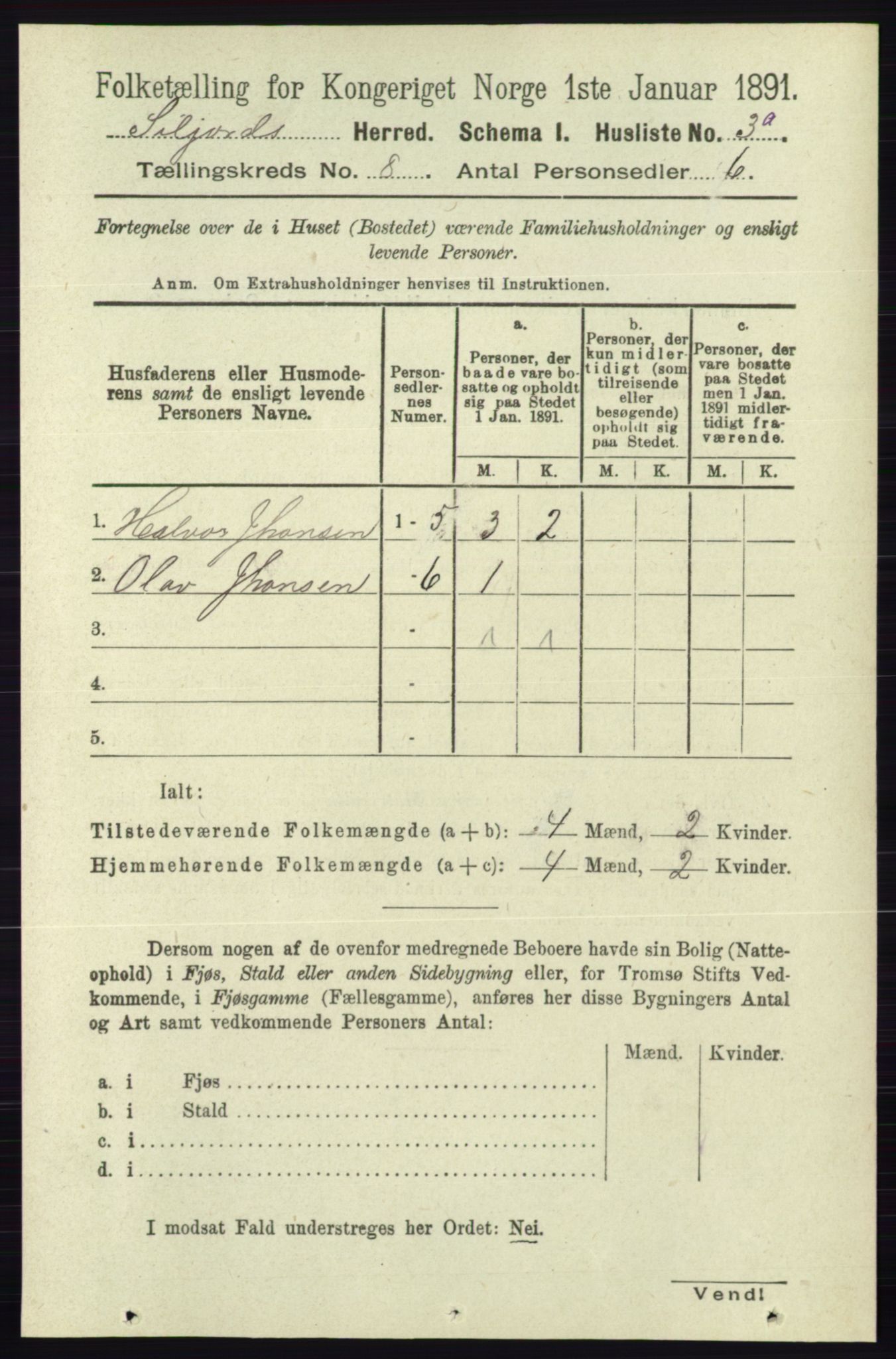 RA, 1891 census for 0828 Seljord, 1891, p. 2824