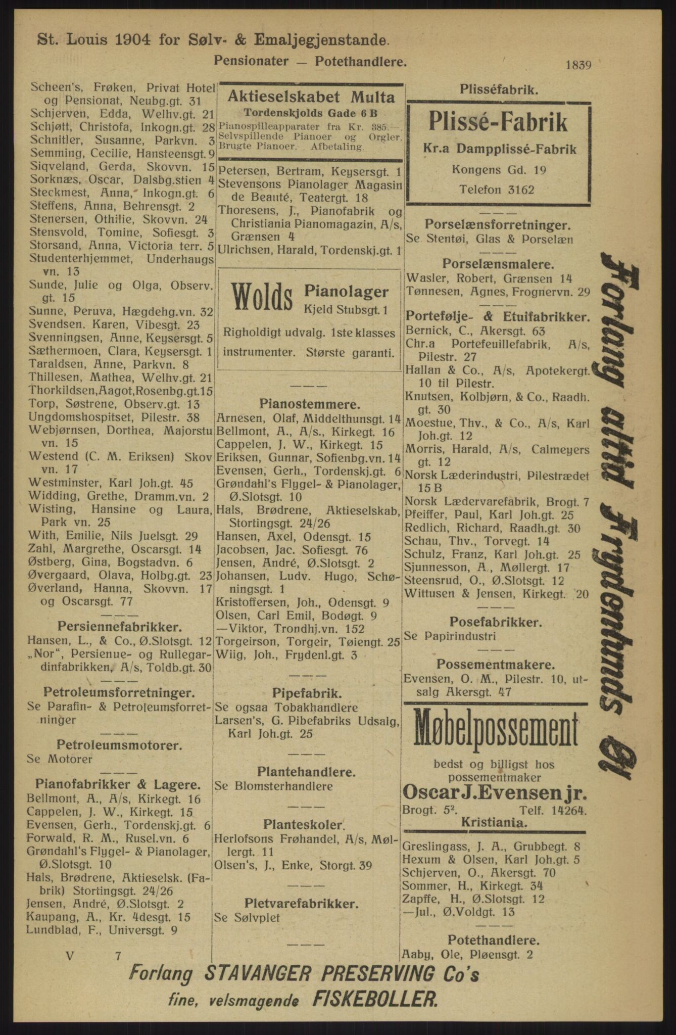 Kristiania/Oslo adressebok, PUBL/-, 1914, p. 1839