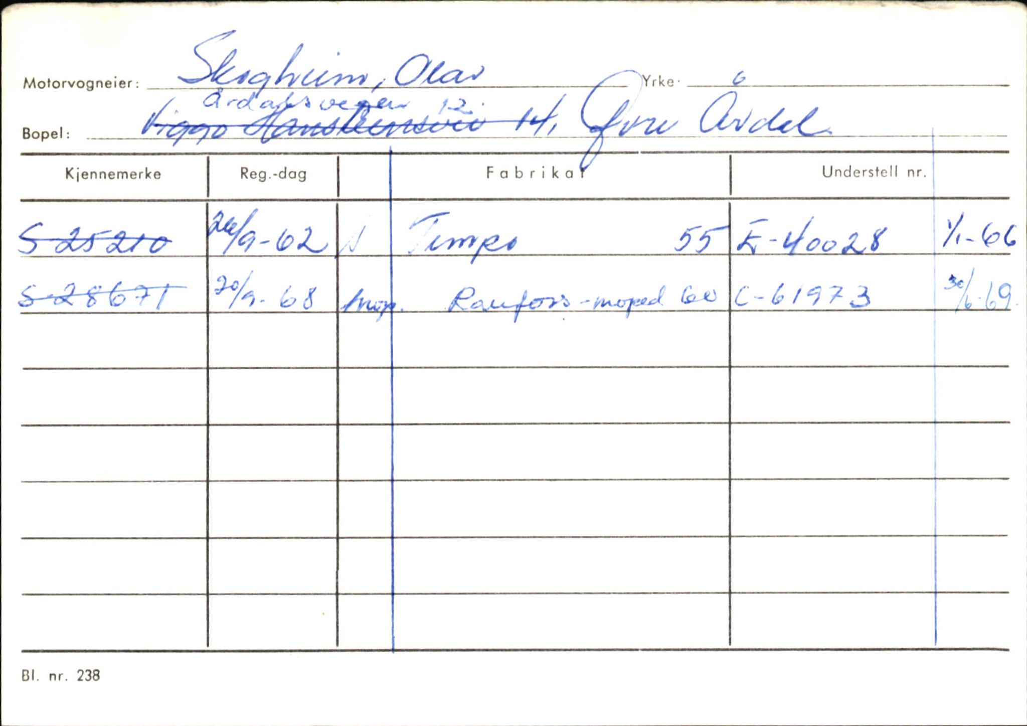 Statens vegvesen, Sogn og Fjordane vegkontor, AV/SAB-A-5301/4/F/L0146: Registerkort Årdal R-Å samt diverse kort, 1945-1975, p. 418