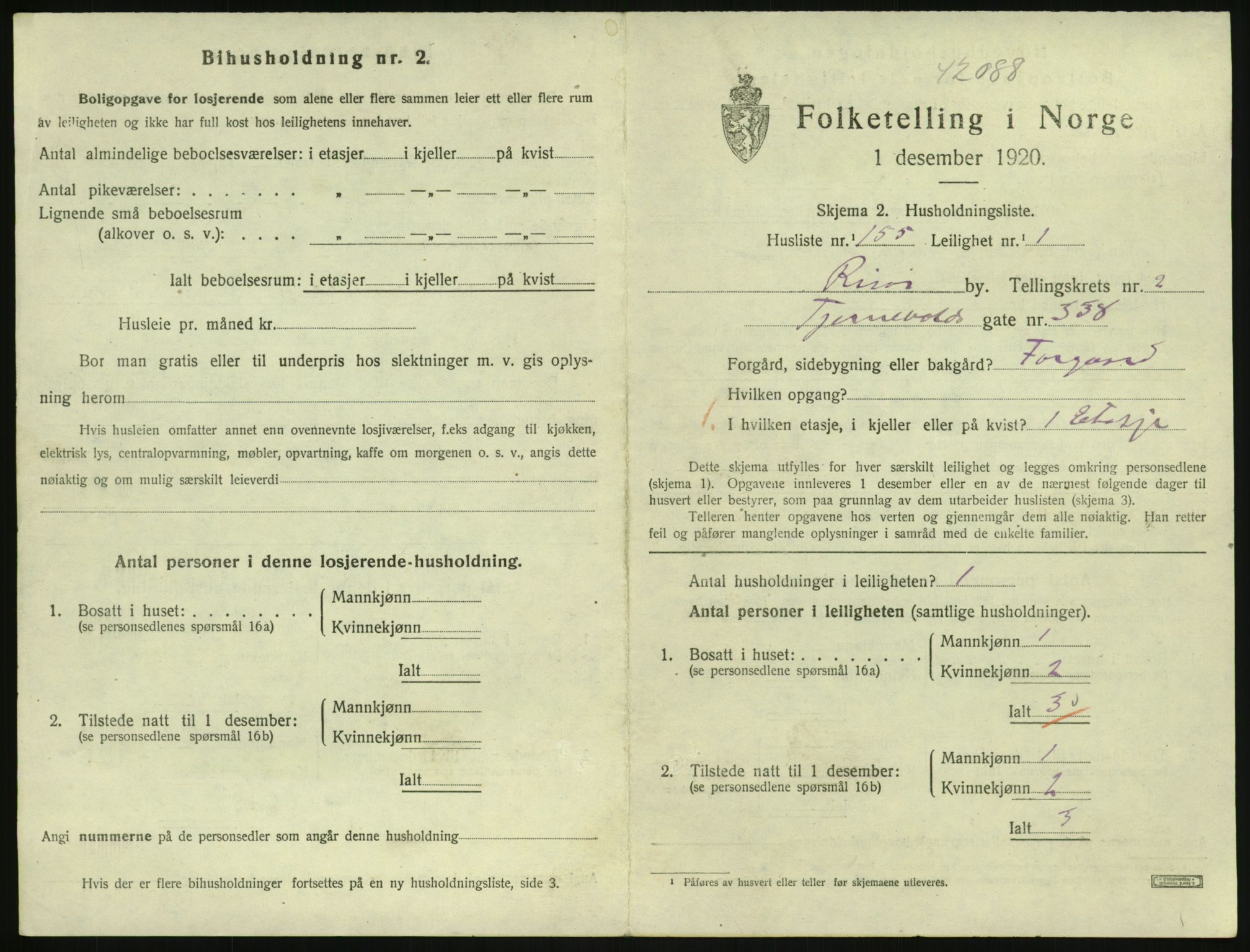 SAK, 1920 census for Risør, 1920, p. 2395