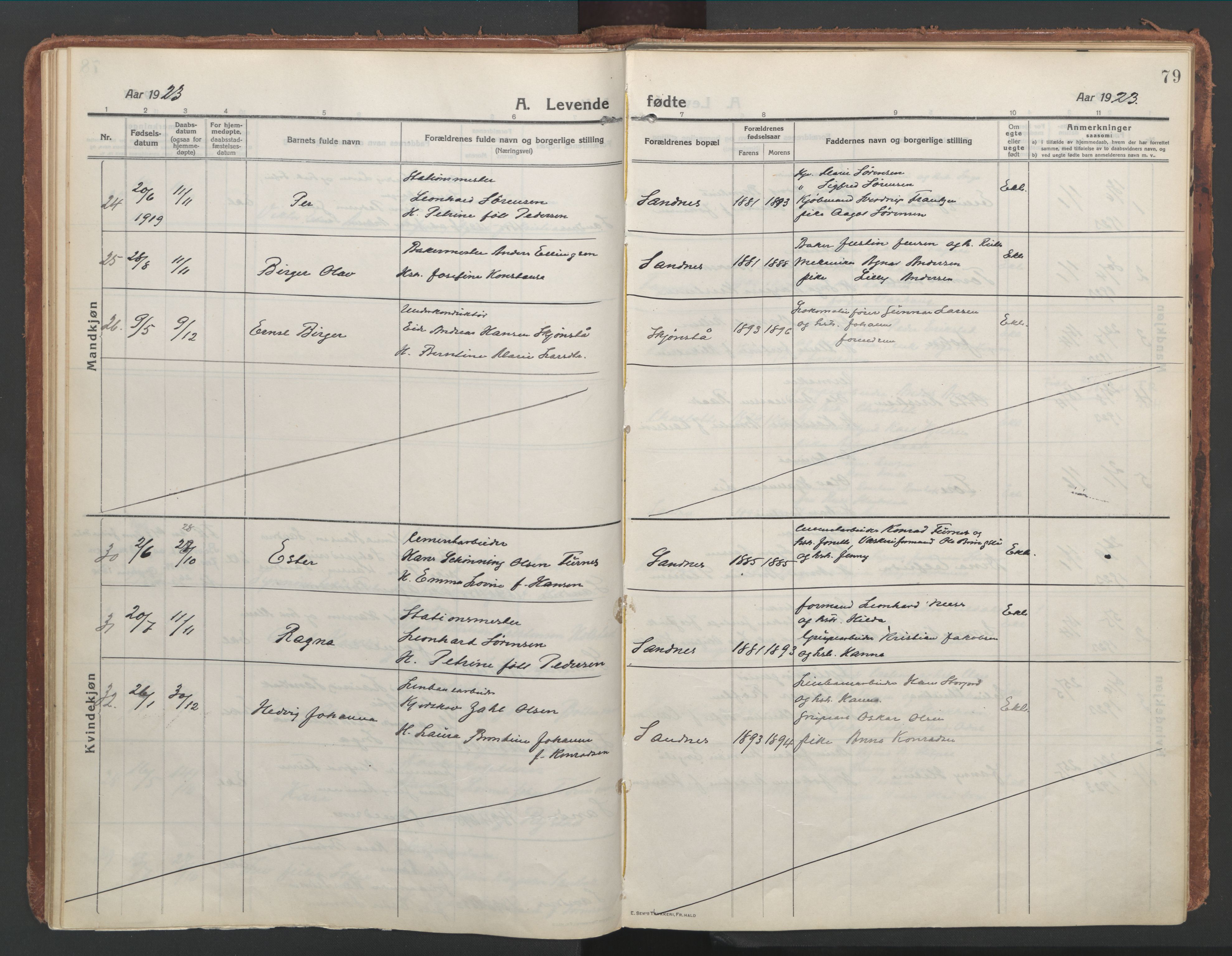 Ministerialprotokoller, klokkerbøker og fødselsregistre - Nordland, AV/SAT-A-1459/850/L0715: Curate's parish register no. 850B05, 1913-1924, p. 79