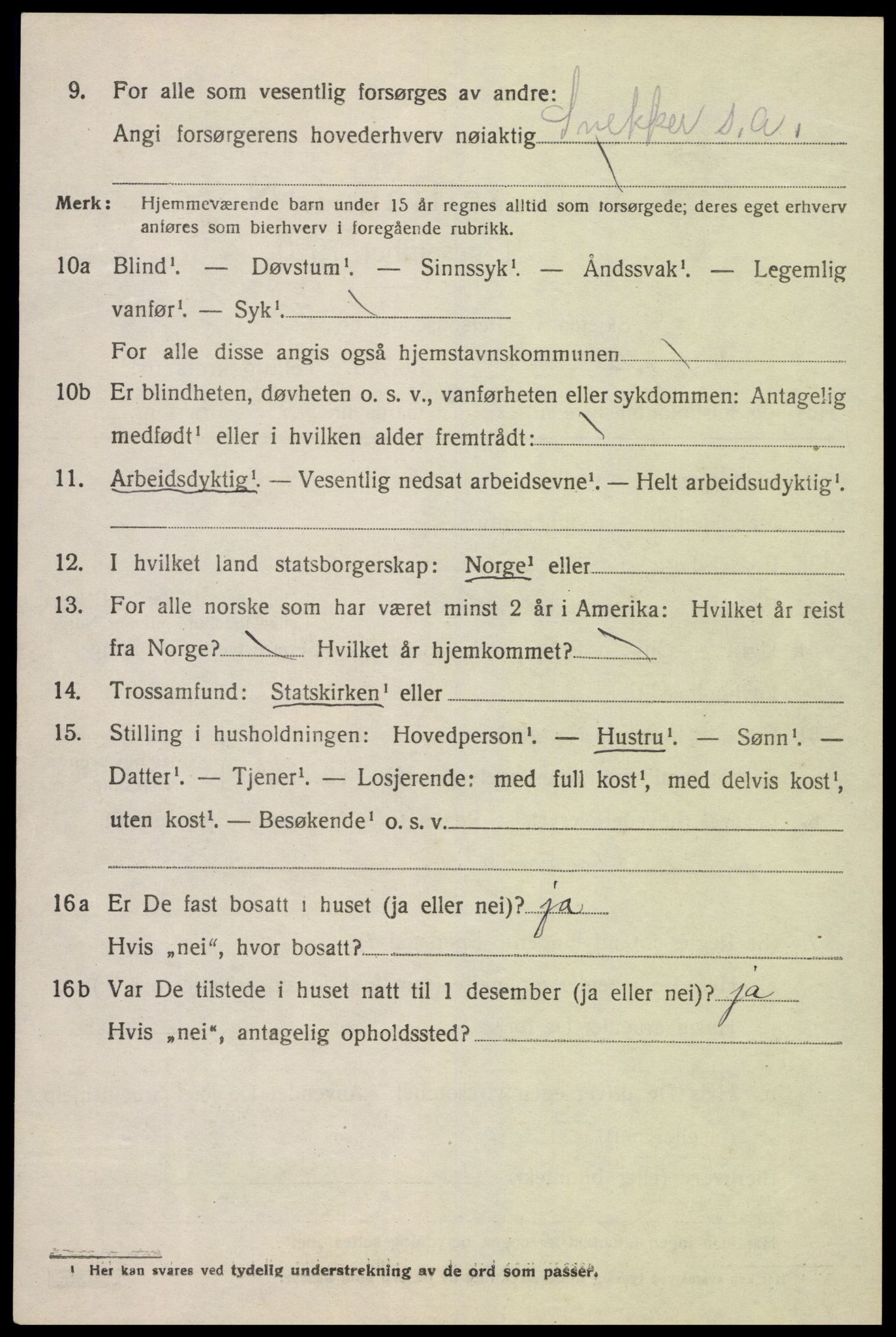 SAK, 1920 census for Lyngdal, 1920, p. 1584