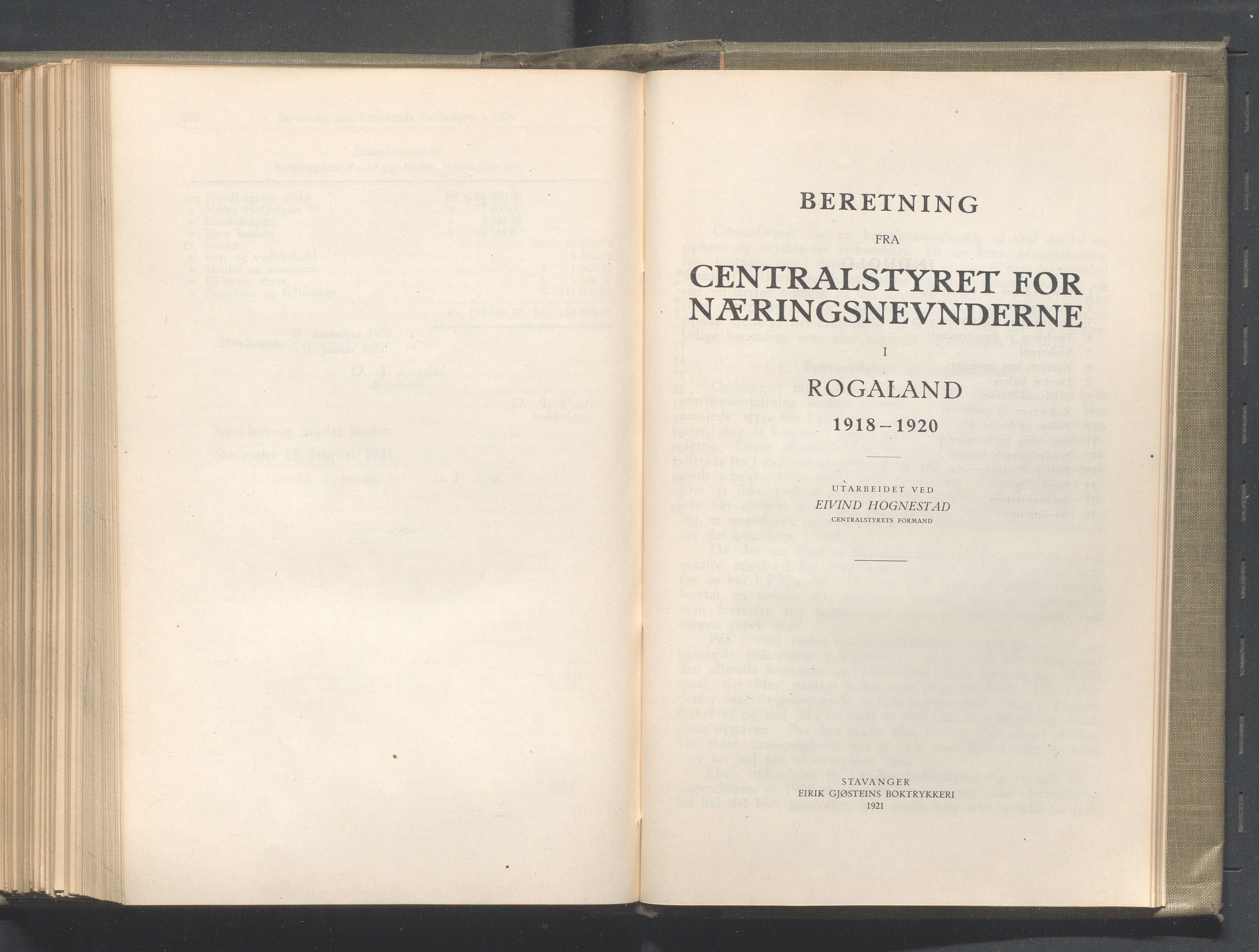 Rogaland fylkeskommune - Fylkesrådmannen , IKAR/A-900/A/Aa/Aaa/L0040: Møtebok , 1921, p. 1