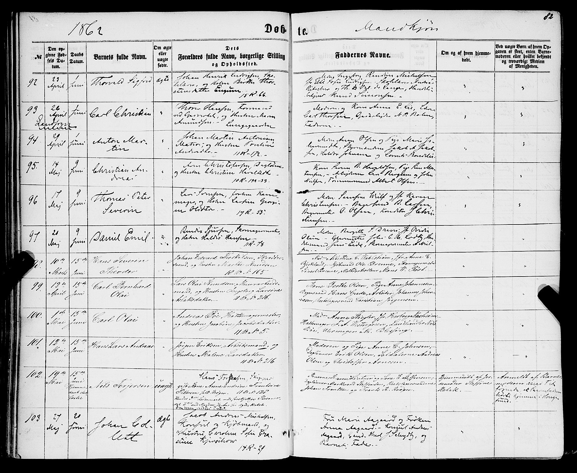 Domkirken sokneprestembete, AV/SAB-A-74801/H/Haa/L0021: Parish register (official) no. B 4, 1859-1871, p. 82
