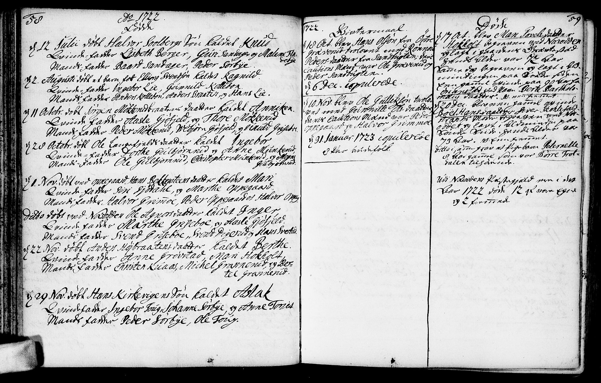 Nesodden prestekontor Kirkebøker, AV/SAO-A-10013/F/Fa/L0001: Parish register (official) no. I 1, 1709-1750, p. 58-59