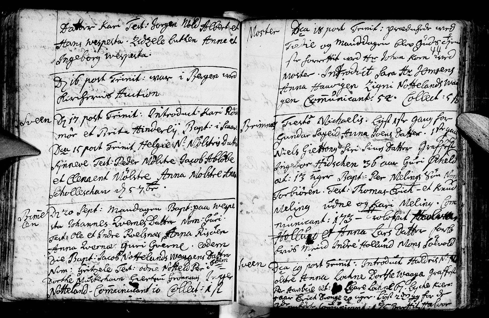 Finnås sokneprestembete, AV/SAB-A-99925/H/Ha/Haa/Haaa/L0001: Parish register (official) no. A 1, 1718-1744, p. 44