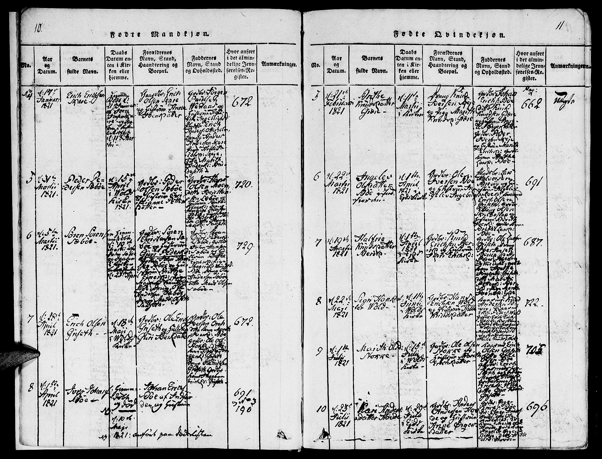 Ministerialprotokoller, klokkerbøker og fødselsregistre - Møre og Romsdal, SAT/A-1454/543/L0561: Parish register (official) no. 543A01, 1818-1853, p. 10-11