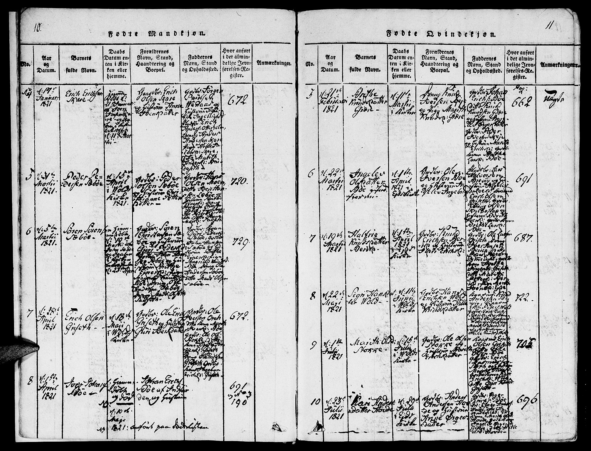 Ministerialprotokoller, klokkerbøker og fødselsregistre - Møre og Romsdal, AV/SAT-A-1454/543/L0561: Parish register (official) no. 543A01, 1818-1853, p. 10-11