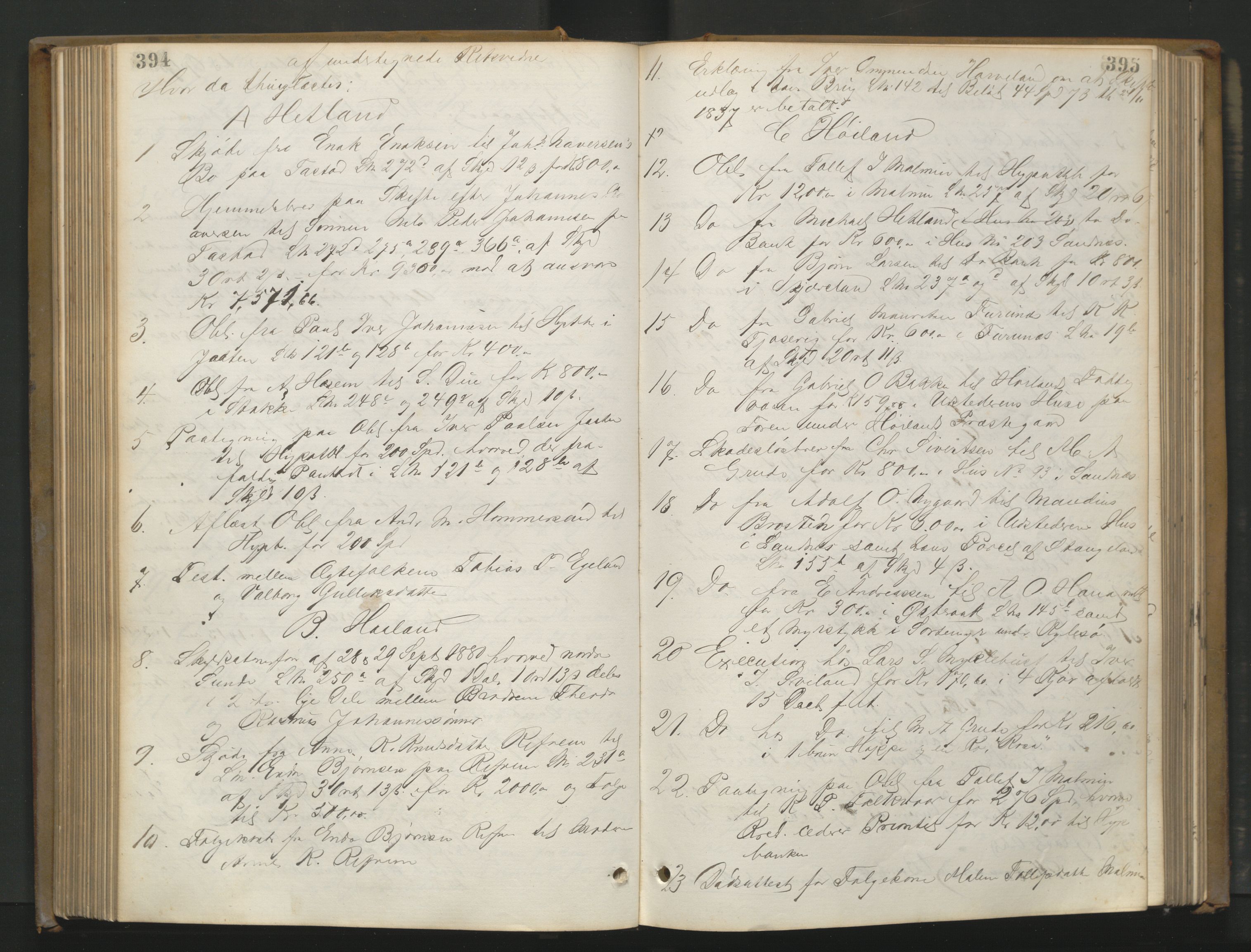 Jæren sorenskriveri, AV/SAST-A-100310/01/3/30/30BA/L0003: TINGBOK 9, 1878-1883, p. 394-395