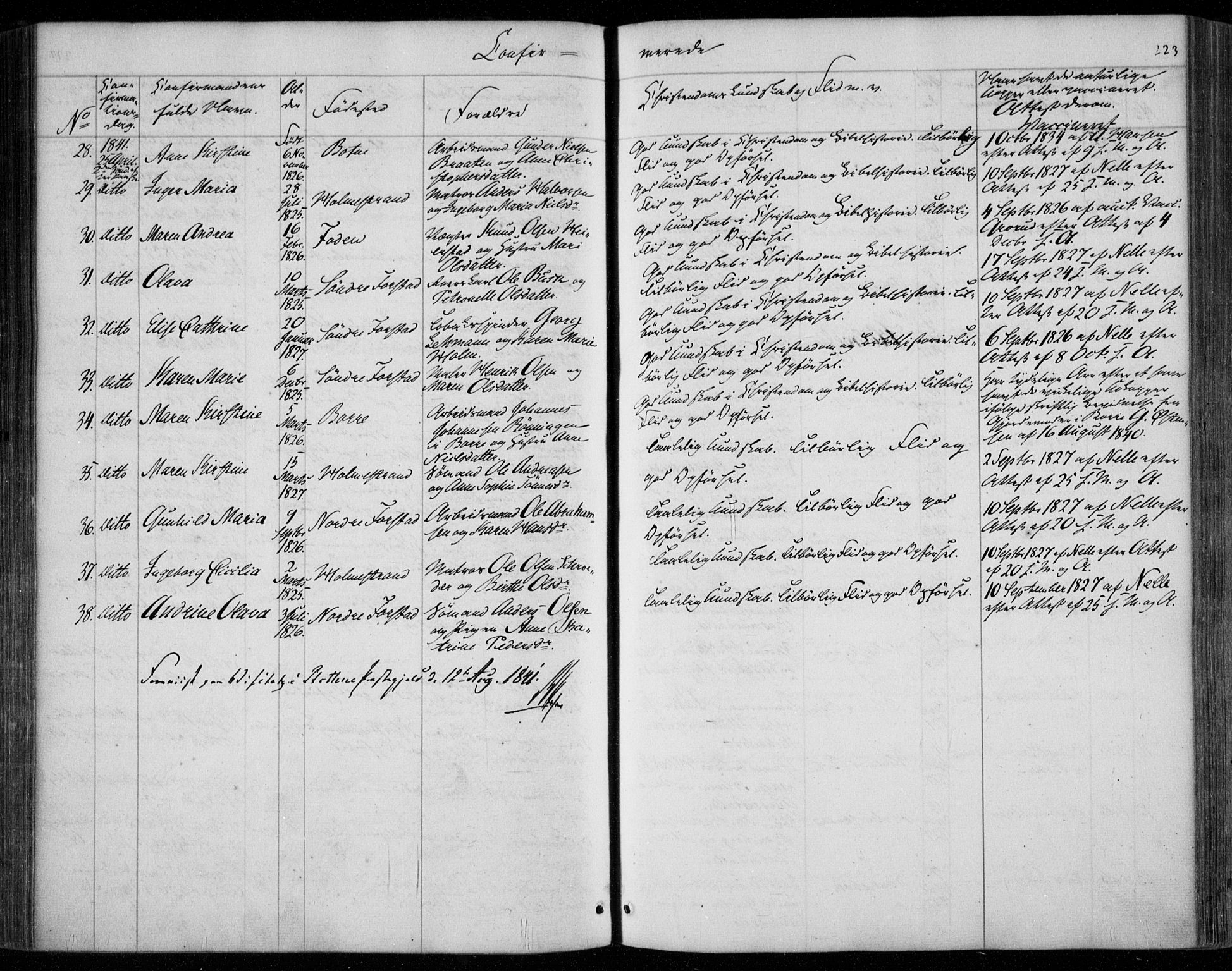 Holmestrand kirkebøker, SAKO/A-346/F/Fa/L0002: Parish register (official) no. 2, 1840-1866, p. 223