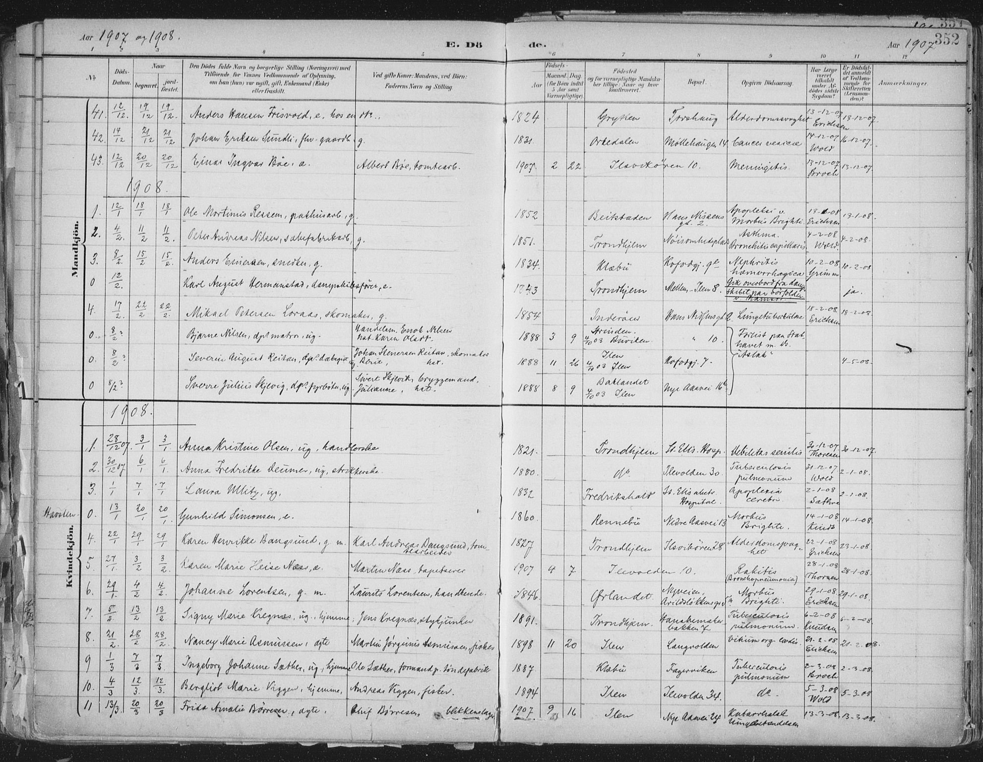 Ministerialprotokoller, klokkerbøker og fødselsregistre - Sør-Trøndelag, SAT/A-1456/603/L0167: Parish register (official) no. 603A06, 1896-1932, p. 352