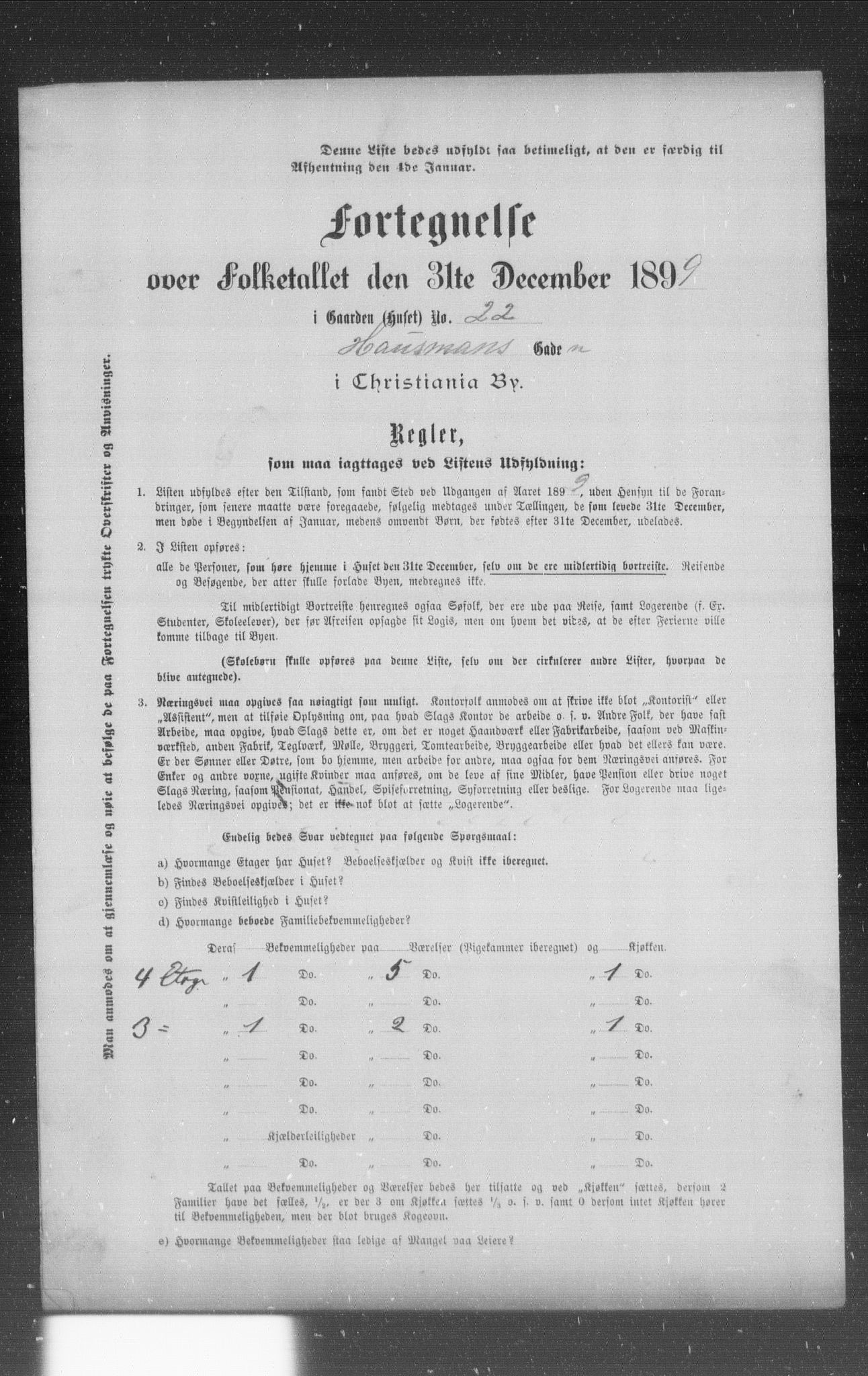 OBA, Municipal Census 1899 for Kristiania, 1899, p. 4733