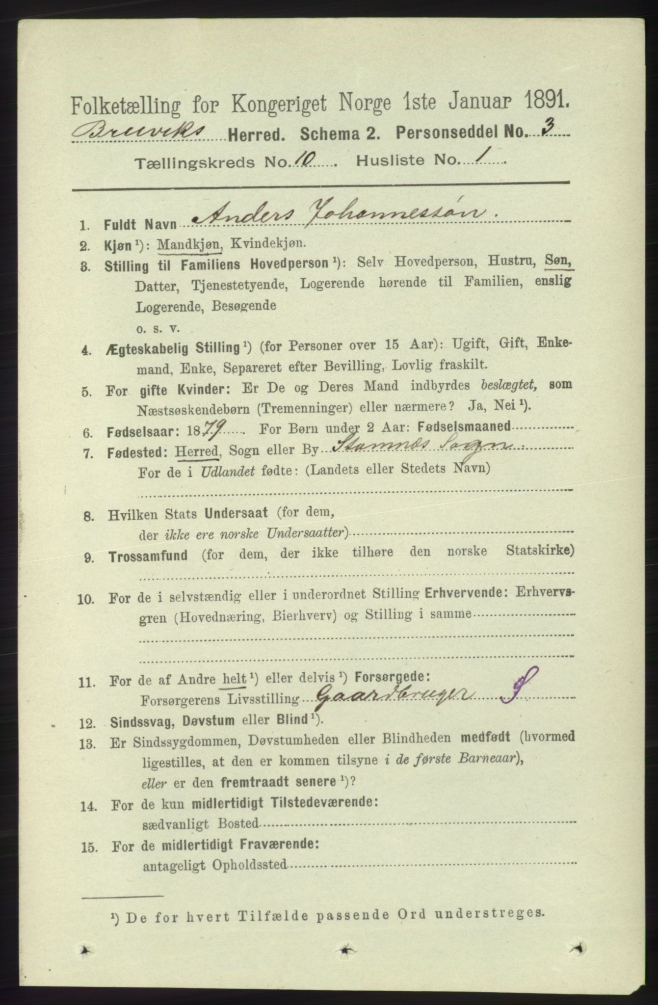 RA, 1891 census for 1251 Bruvik, 1891, p. 3656