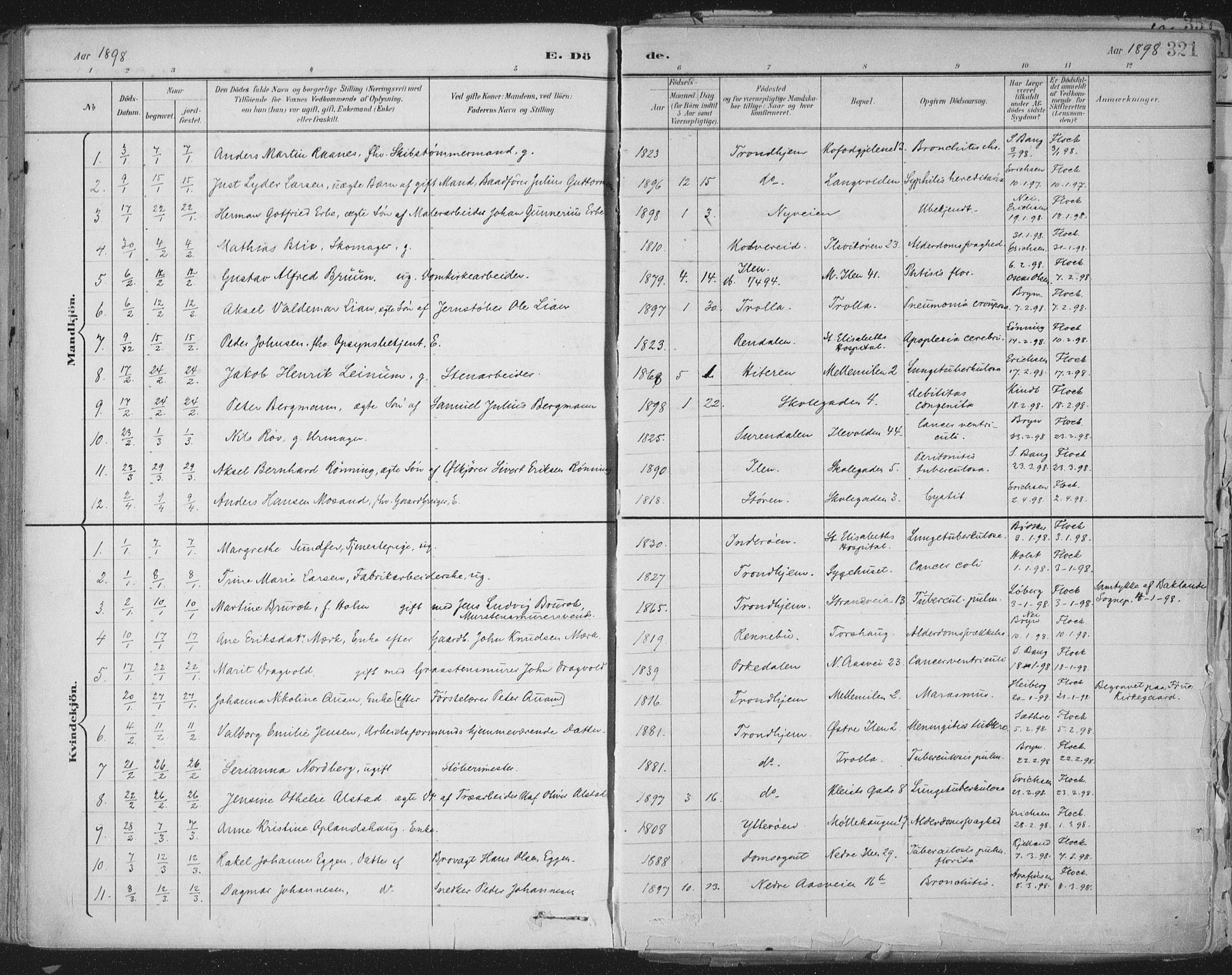 Ministerialprotokoller, klokkerbøker og fødselsregistre - Sør-Trøndelag, AV/SAT-A-1456/603/L0167: Parish register (official) no. 603A06, 1896-1932, p. 321