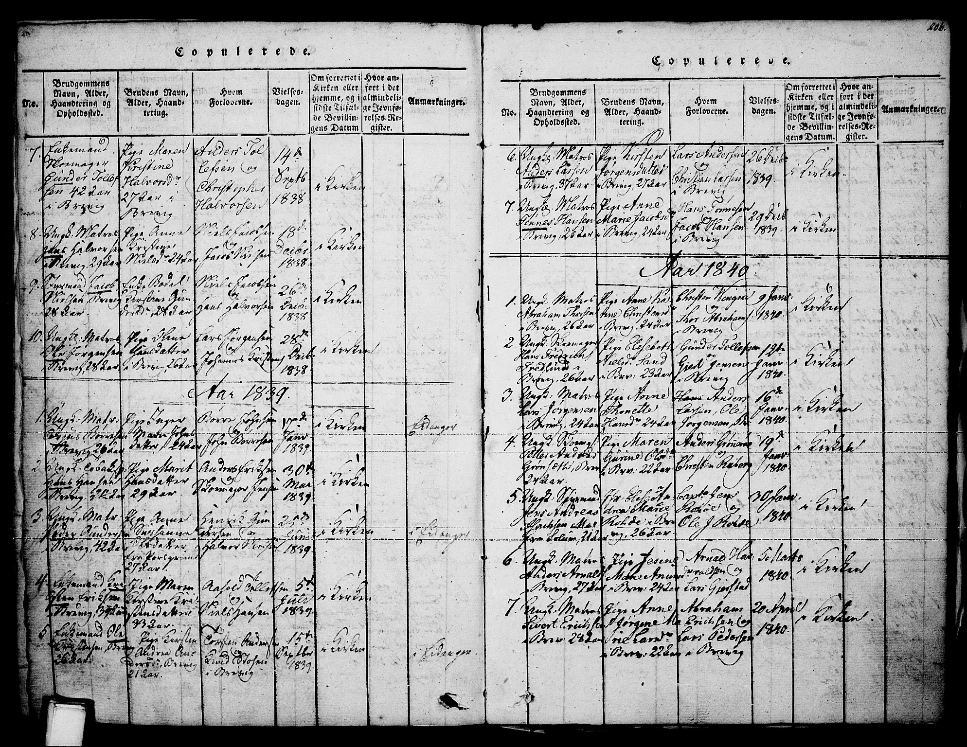 Brevik kirkebøker, SAKO/A-255/F/Fa/L0004: Parish register (official) no. 4, 1814-1846, p. 206