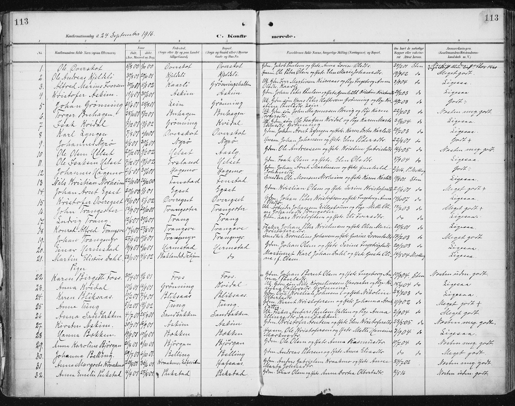 Ministerialprotokoller, klokkerbøker og fødselsregistre - Sør-Trøndelag, SAT/A-1456/646/L0616: Parish register (official) no. 646A14, 1900-1918, p. 113