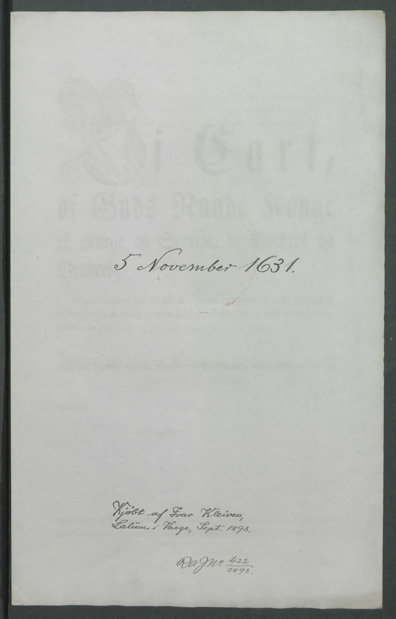 Riksarkivets diplomsamling, RA/EA-5965/F02/L0141: Dokumenter, 1631, p. 12