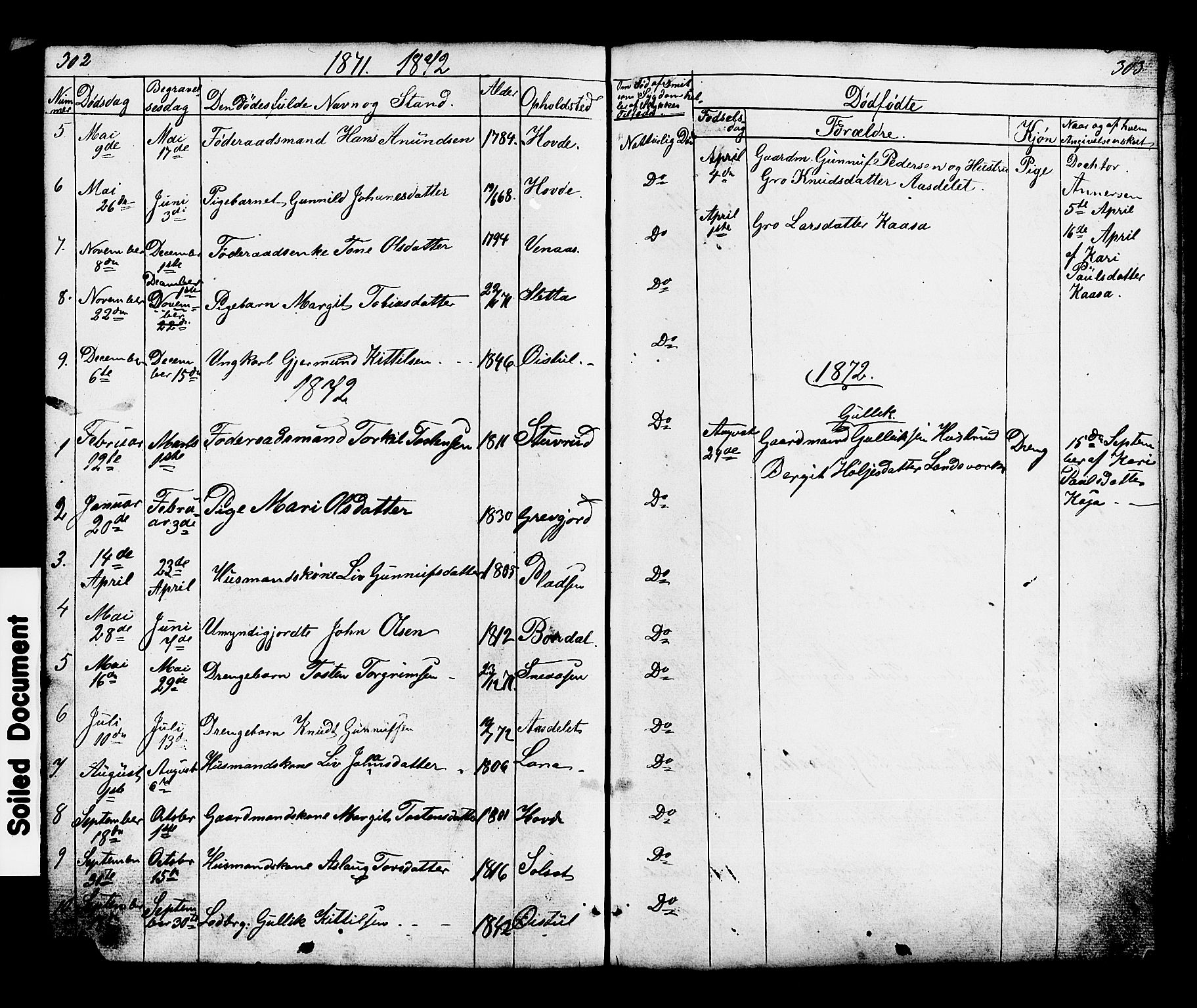 Hjartdal kirkebøker, SAKO/A-270/G/Gc/L0002: Parish register (copy) no. III 2, 1854-1890, p. 302-303