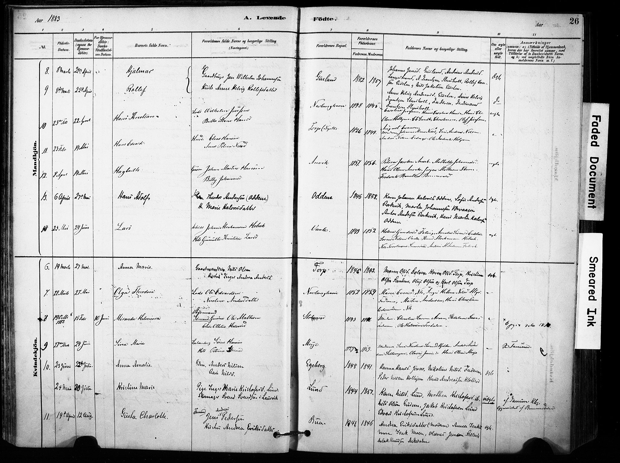 Brunlanes kirkebøker, AV/SAKO-A-342/F/Fb/L0001: Parish register (official) no. II 1, 1878-1899, p. 26