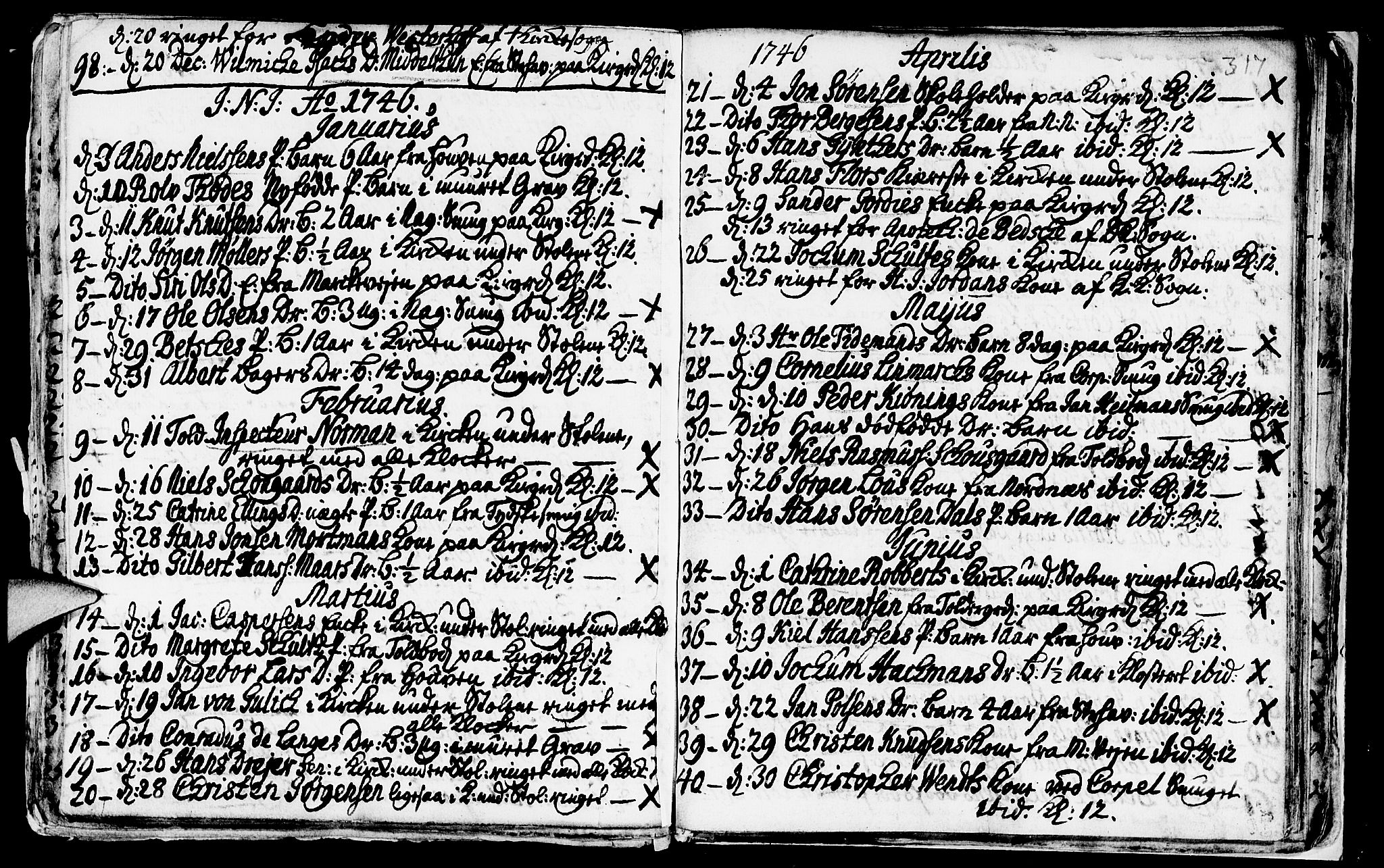 Nykirken Sokneprestembete, SAB/A-77101/H/Haa/L0009: Parish register (official) no. A 9, 1689-1759, p. 317