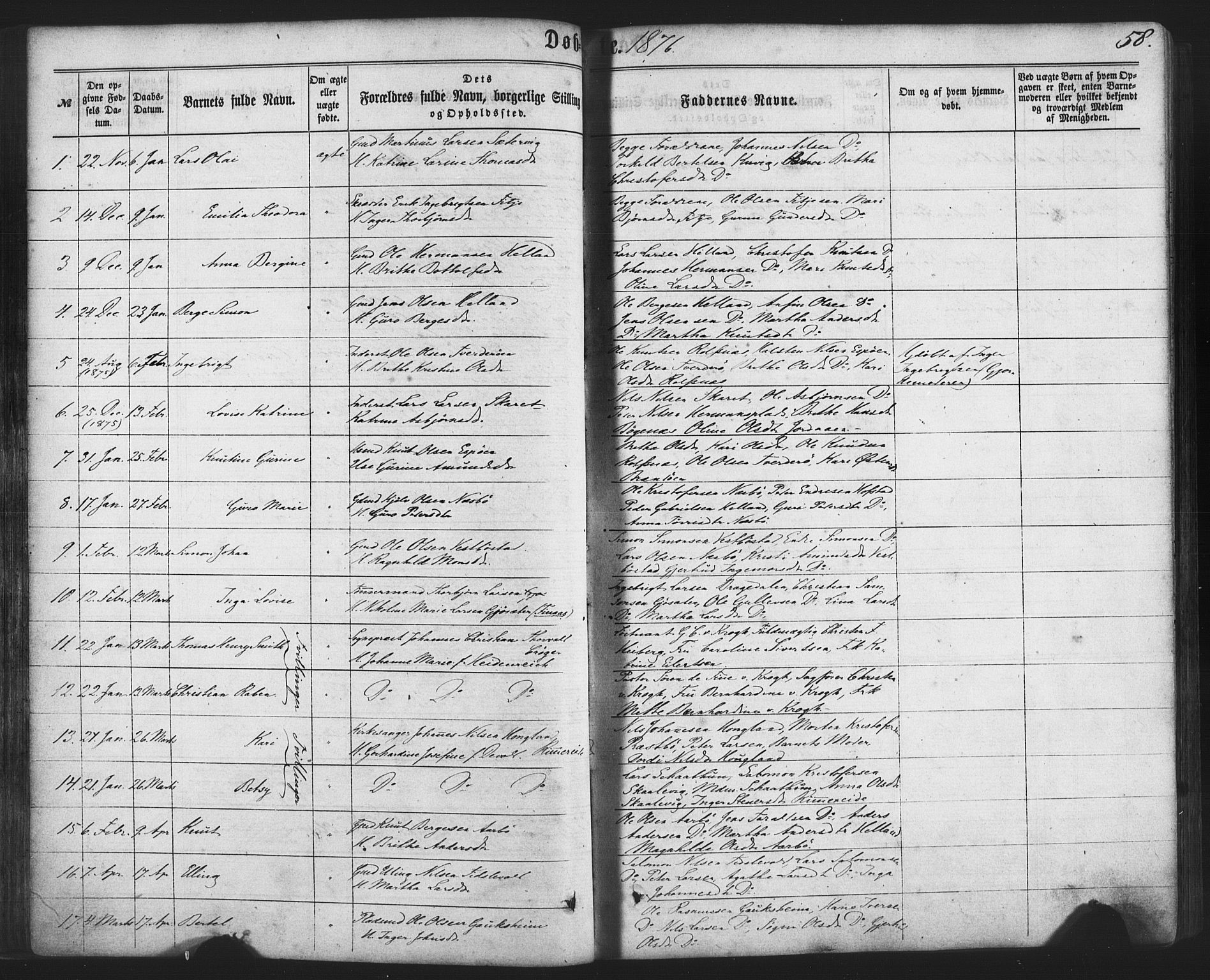 Fitjar sokneprestembete, AV/SAB-A-99926: Parish register (official) no. A 1, 1862-1881, p. 58